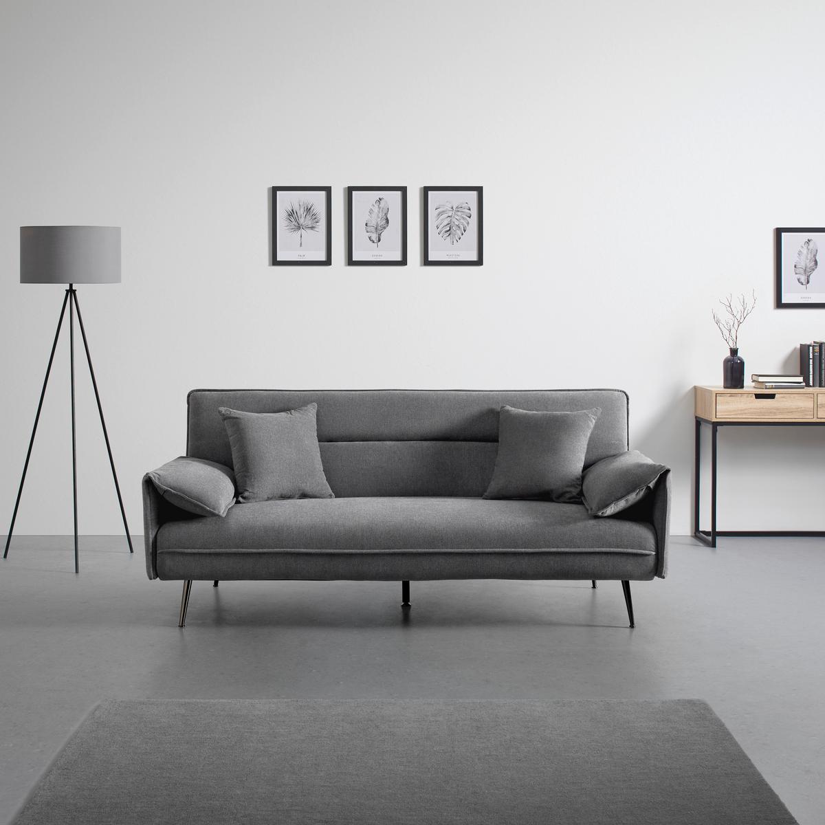 Canapea extensibila LANA - gri închis, Modern, lemn/metal (199/89/95cm) - Bessagi Home