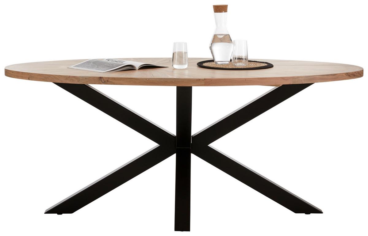 MASĂ ORBIT - negru/culoare lemn acacia, Design, lemn/metal (180/100/76cm) - Zandiara