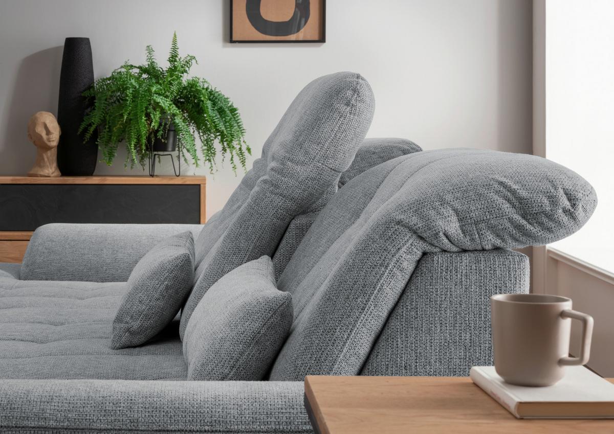 Ecksofa Rigatti mit Bettkasten ca. 184x314 cm Silberfarben - Chromfarben/Anthrazit, MODERN, Textil/Metall (184/314cm) - Livetastic