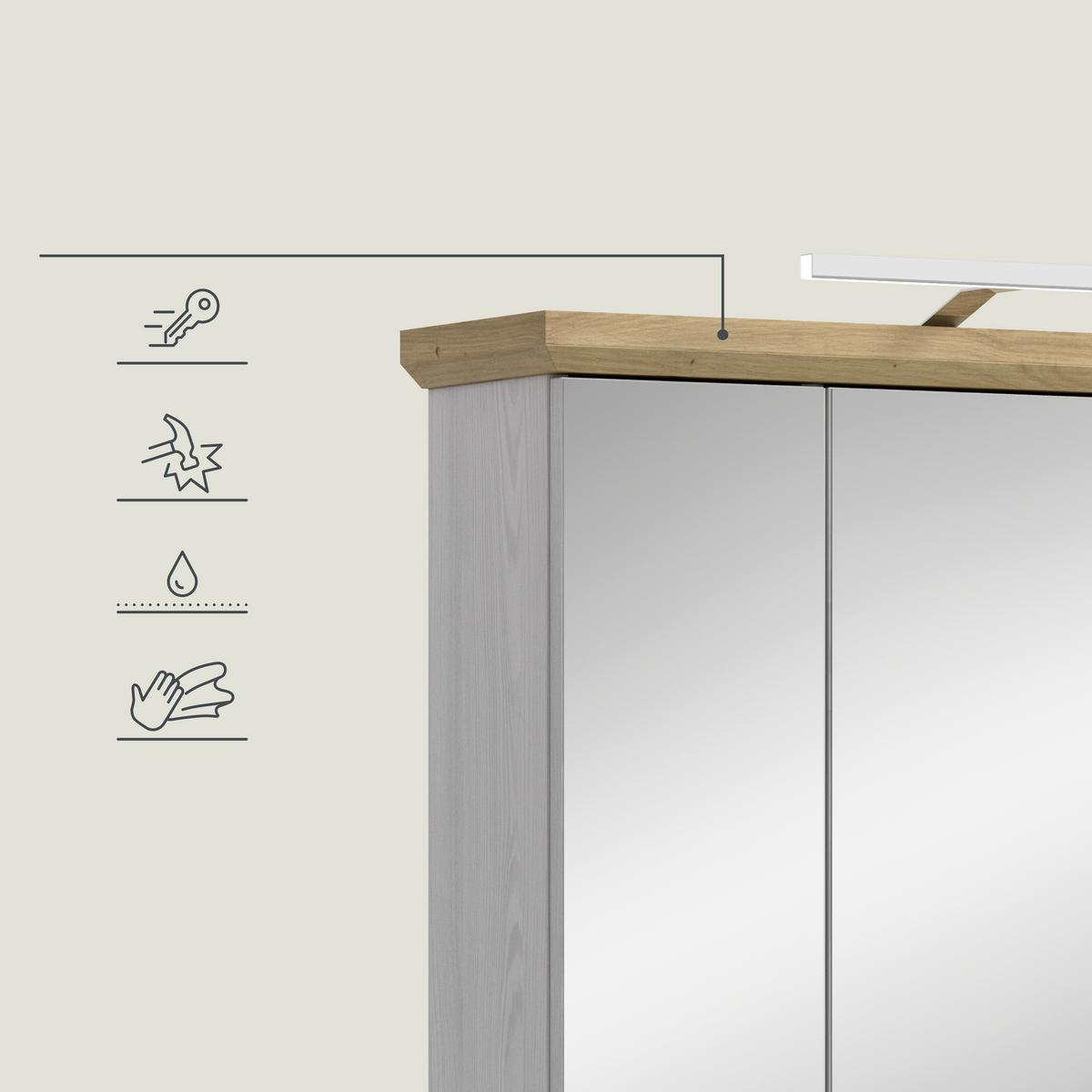 Spiegelschrank Verona Lärchenfarben - Trend, Glas/Holzwerkstoff (69/71/21cm) - MID.YOU