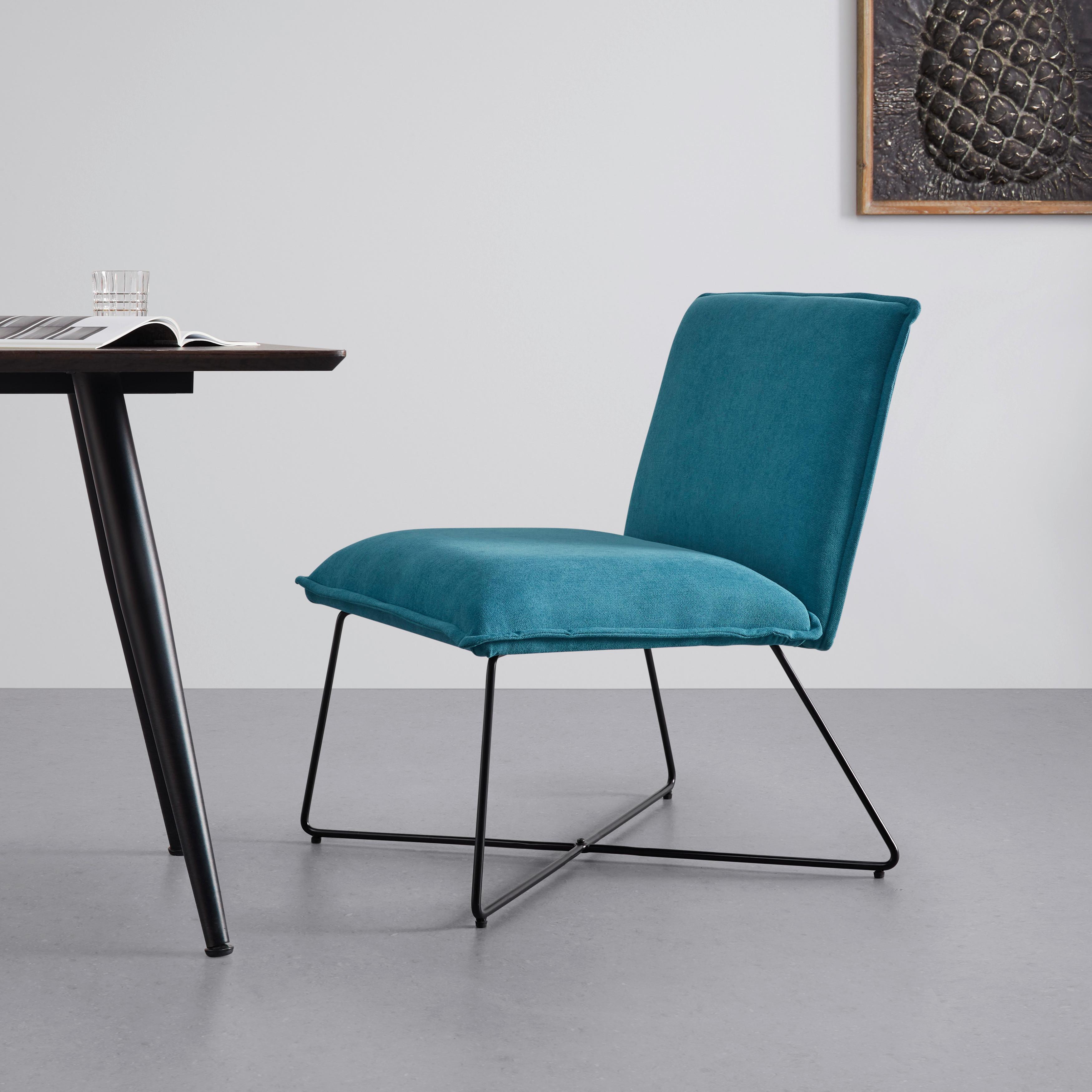 Sessel Filip Türkis Webstoff - Türkis, MODERN, Holz/Textil (63/82/69cm) - Bessagi Home