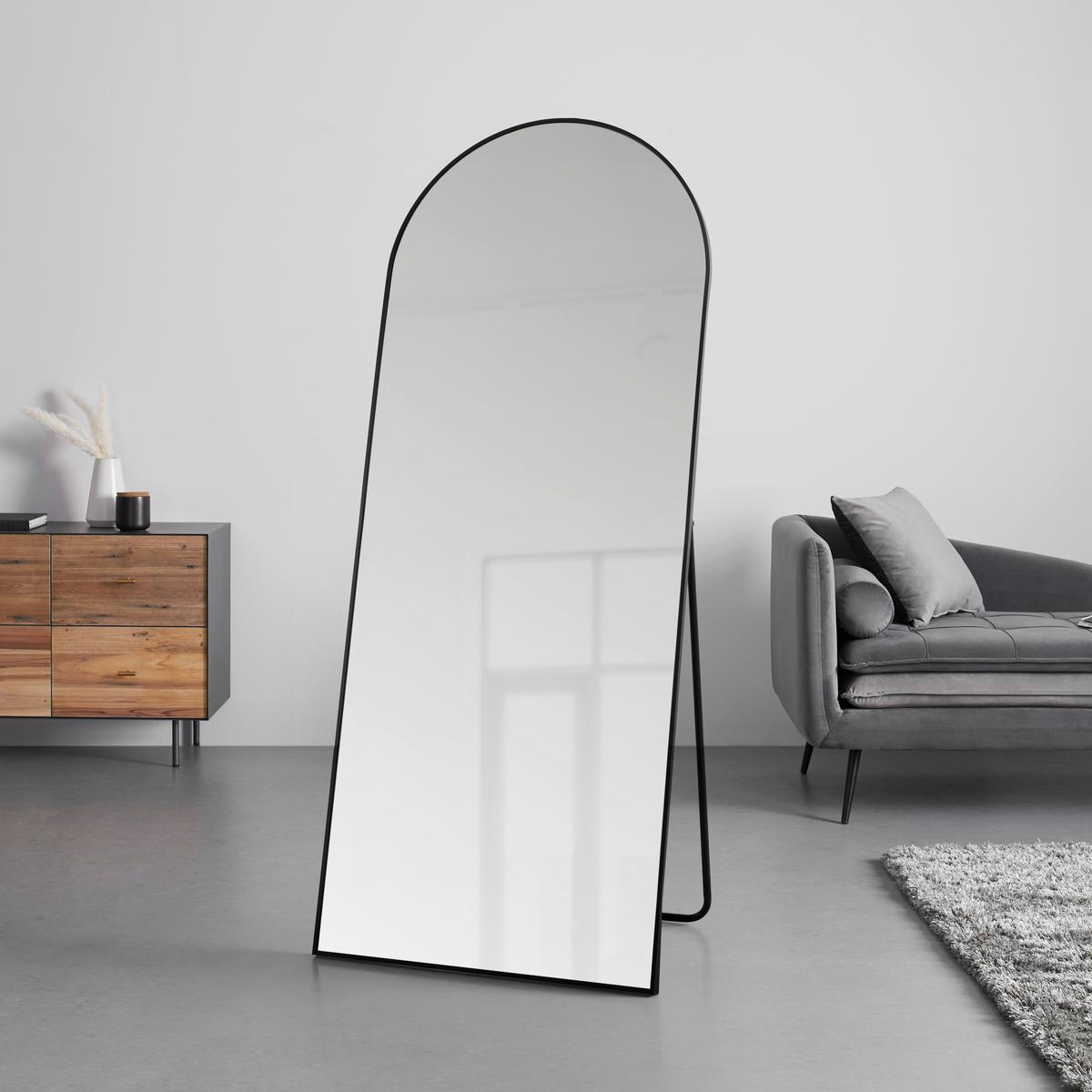 Standspiegel Britt Schwarz - Schwarz, MODERN, Glas/Metall (70/170cm) - Mömax