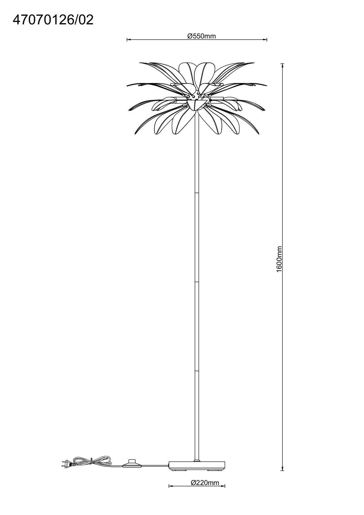 Stehleuchte Fedi Grau/Schwarz max. 3 Watt - Schwarz/Grau, MODERN, Textil/Metall (55/160cm)