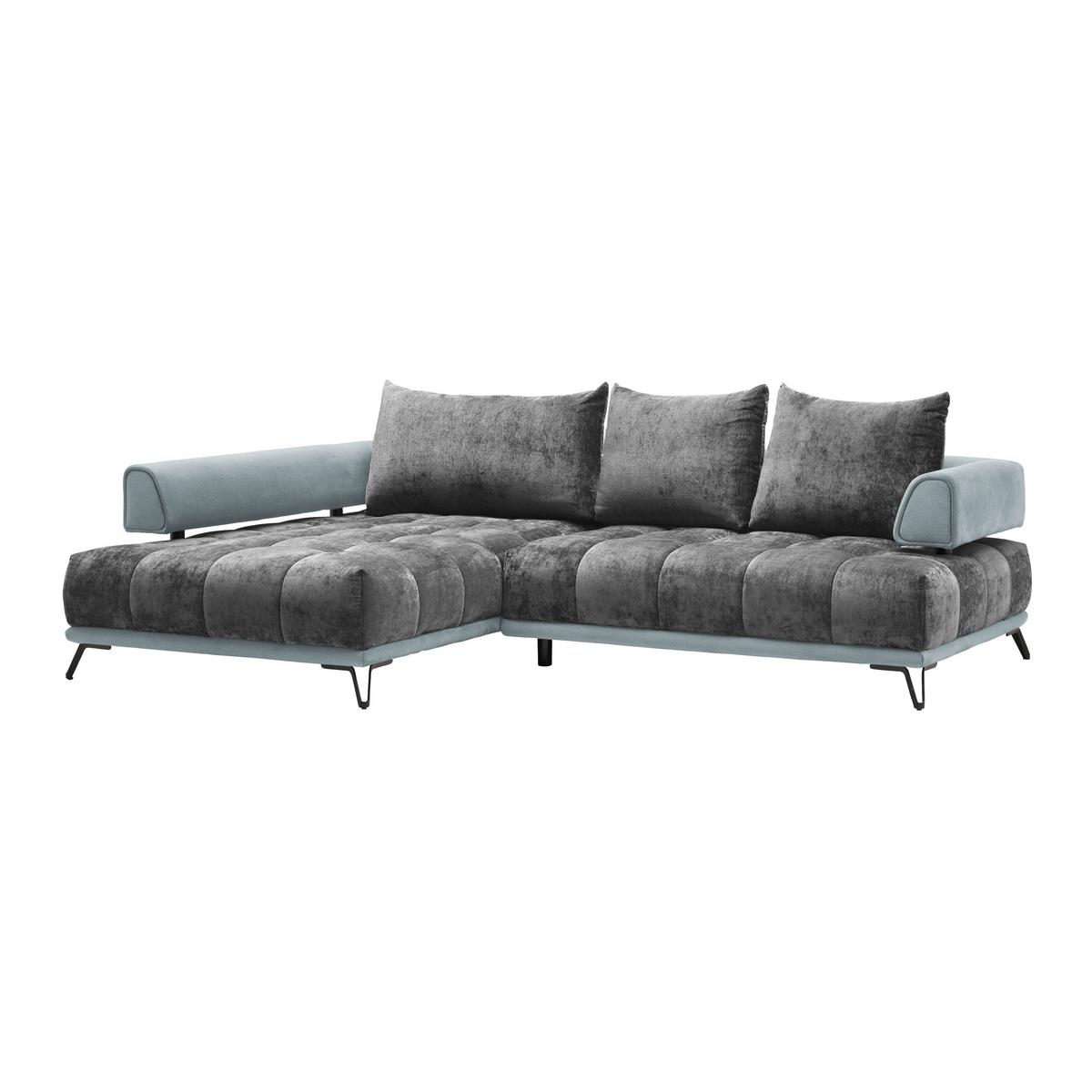 Ecksofa Morgan Silberfarben - Dunkelgrau/Silberfarben, MODERN, Textil/Metall (184/262cm) - Mömax