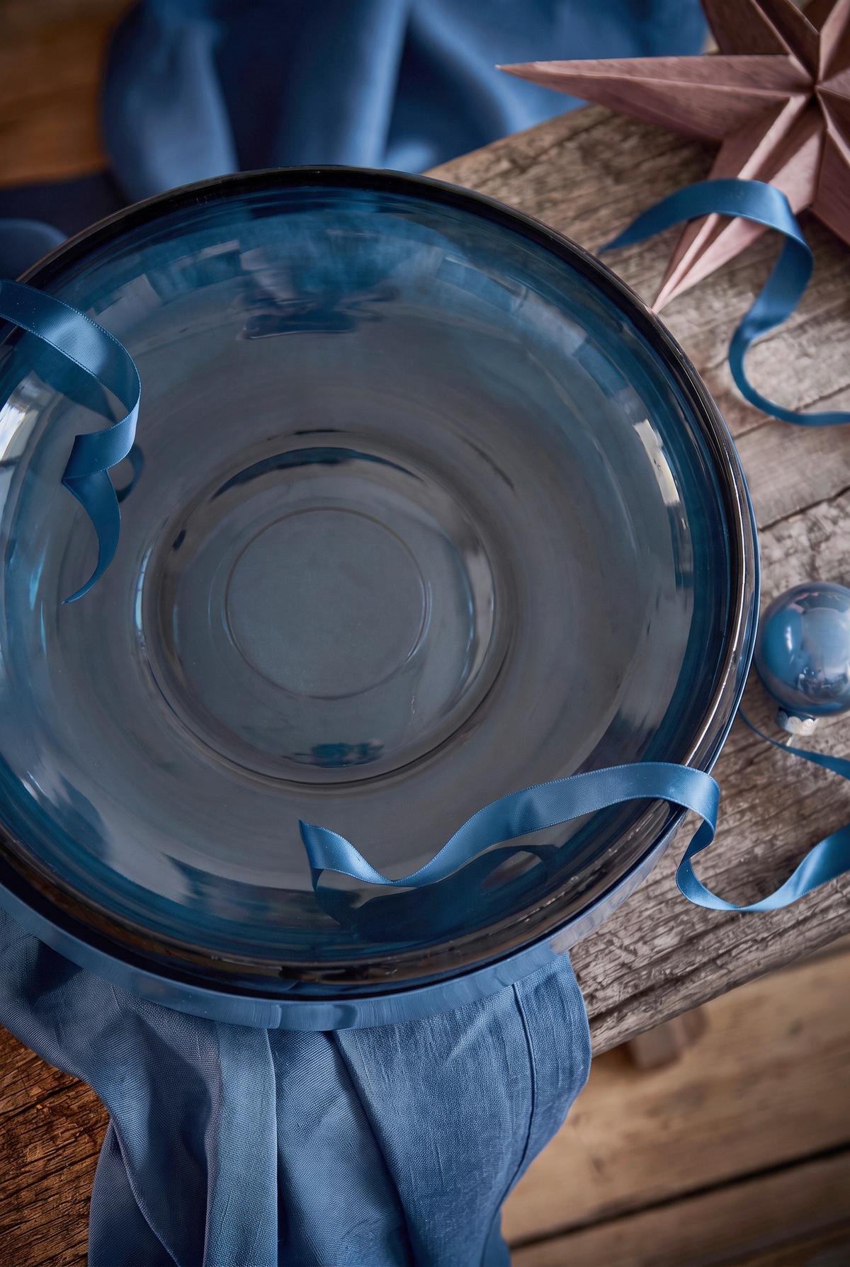 Dekoschale Nuru Bowl Dunkelblau - Dunkelblau, Basics, Glas (34,5/9,5cm) - FYNCH-HATTON