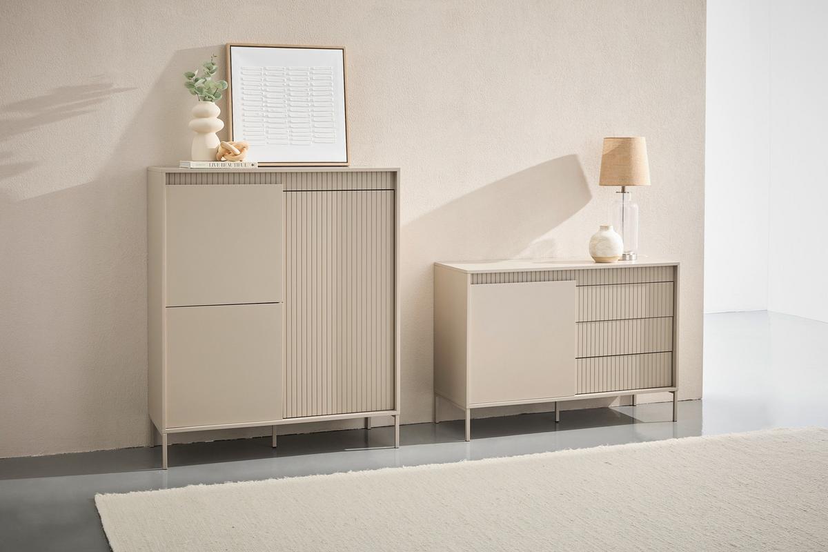 KOMODA SELINA - kaszmir, Trend, materiał drewnopochodny/metal (110,8/77,8/40cm) - Xora