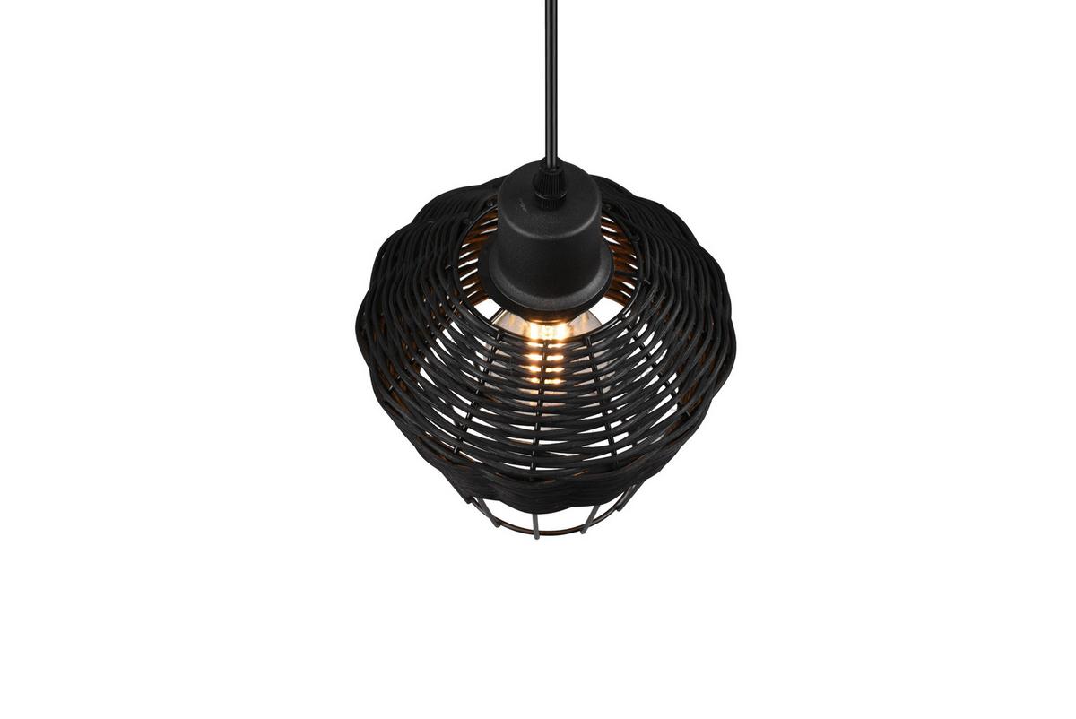 Pendelleuchte Borka Schwarz max. 40 Watt - Schwarz, ROMANTIK / LANDHAUS, Holz/Metall (17,5/150cm)
