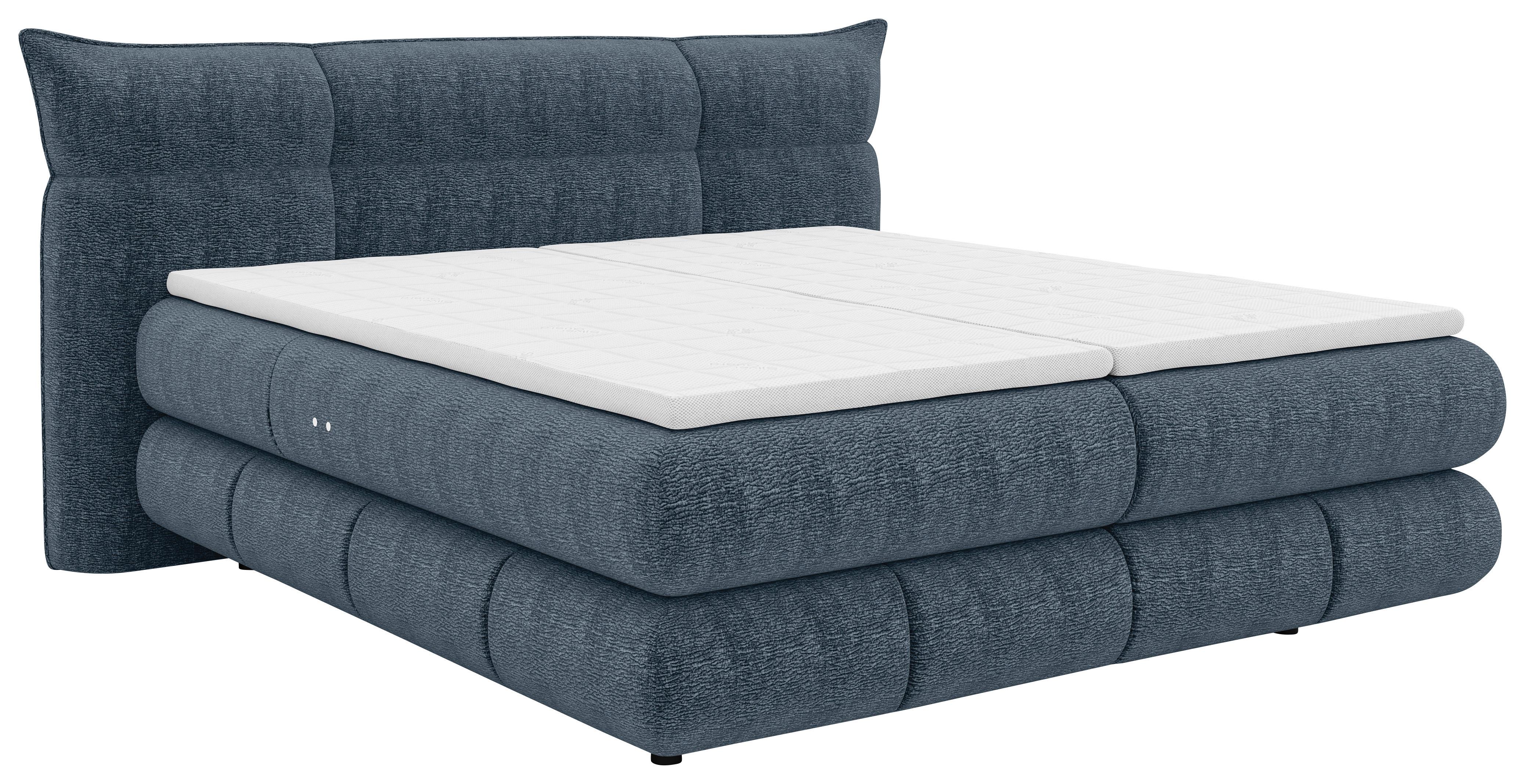 Boxspringbett Auris - Graublau/Schwarz, Konventionell, Kunststoff/Textil (140/200cm) - Sembella