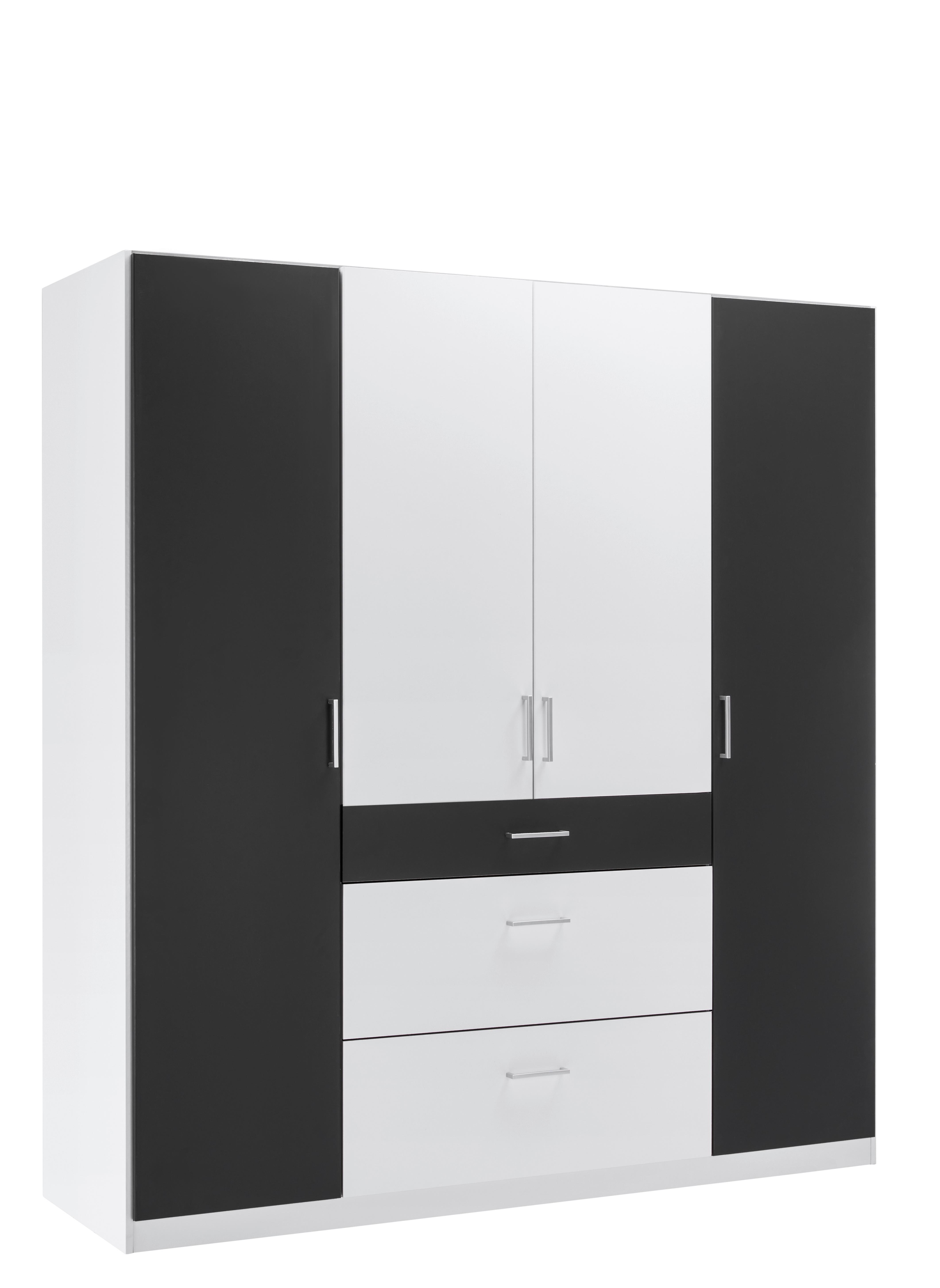 Omara S Klasičnimi Vrati Click Bela, Barva Grafita - bela/barve aluminija, Konvencionalno, umetna masa/leseni material (179/199/58cm) - Mömax