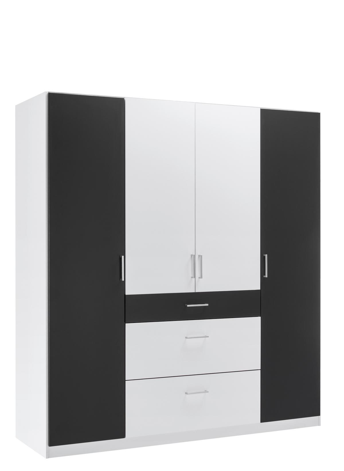 Omara S Klasičnimi Vrati Click Bela, Barva Grafita - bela/barve aluminija, Konvencionalno, umetna masa/leseni material (179/199/58cm) - Mömax