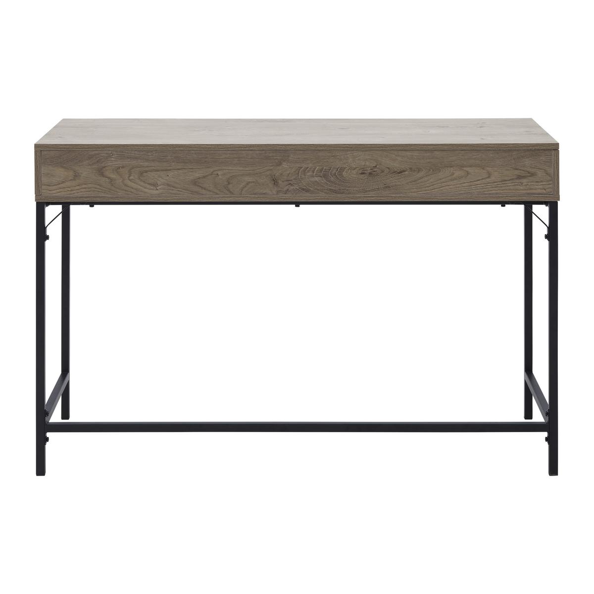 Schreibtisch Cara Walnussfarben MDF ca.120x50 cm - Walnussfarben/Schwarz, MODERN, Metall (120/50/76cm) - Bessagi Home