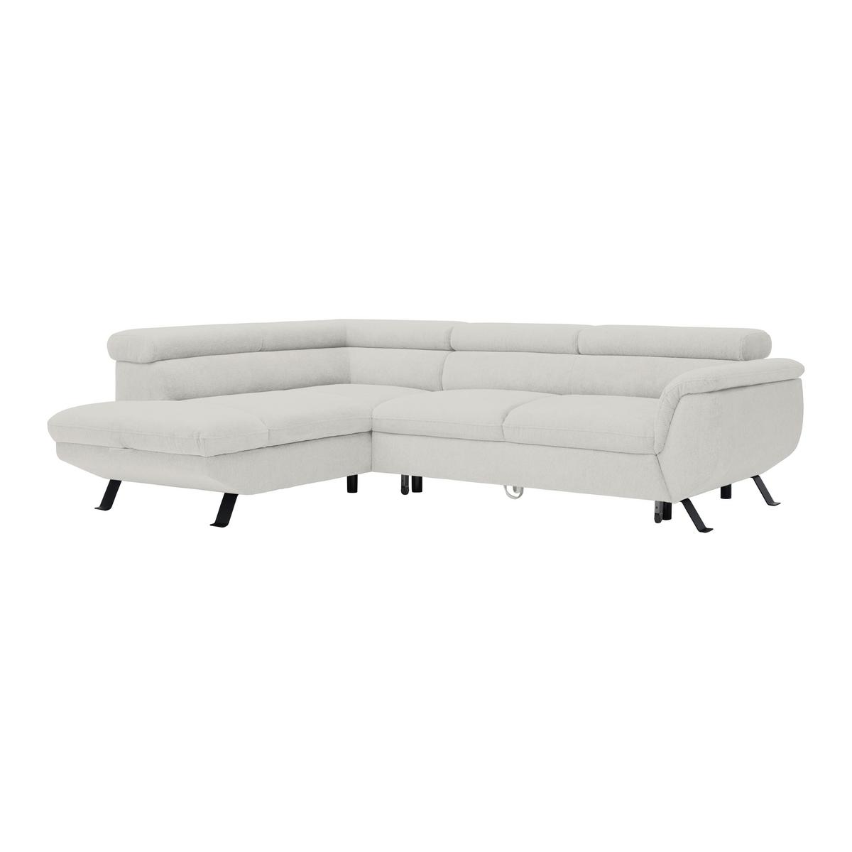 Ecksofa Raven Grauweiß - Grauweiß/Schwarz, MODERN, Textil/Metall (96/76-92/257cm) - Mömax