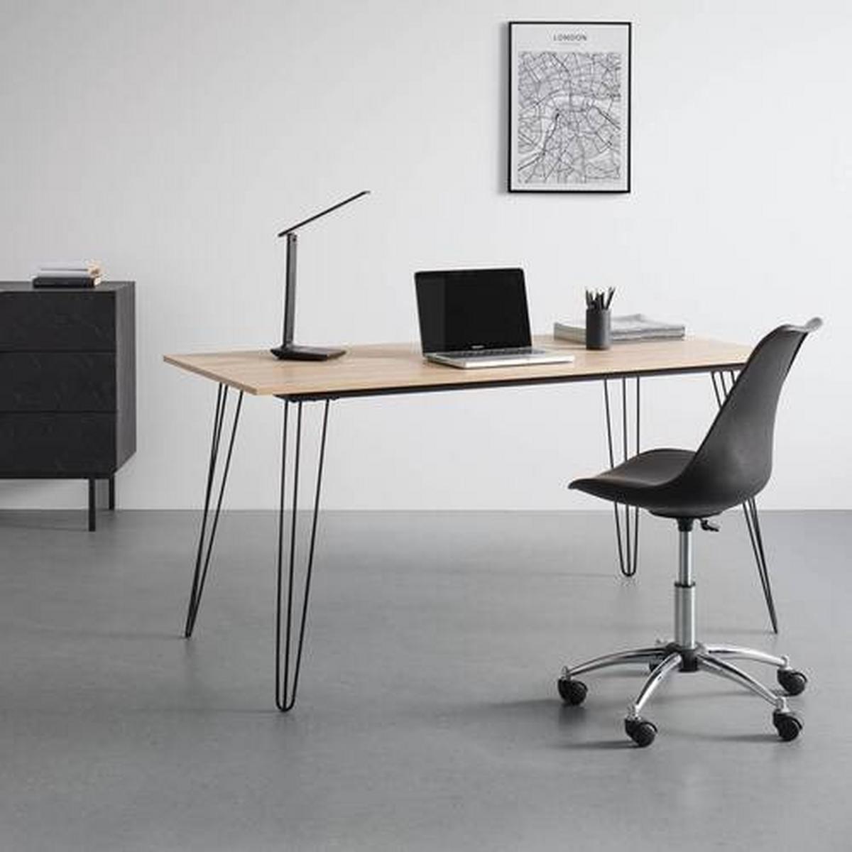 BIURKO JULIAN - kolor dębowy/czarny, Modern, materiał drewnopochodny/metal (150/70/75cm) - Bessagi Home
