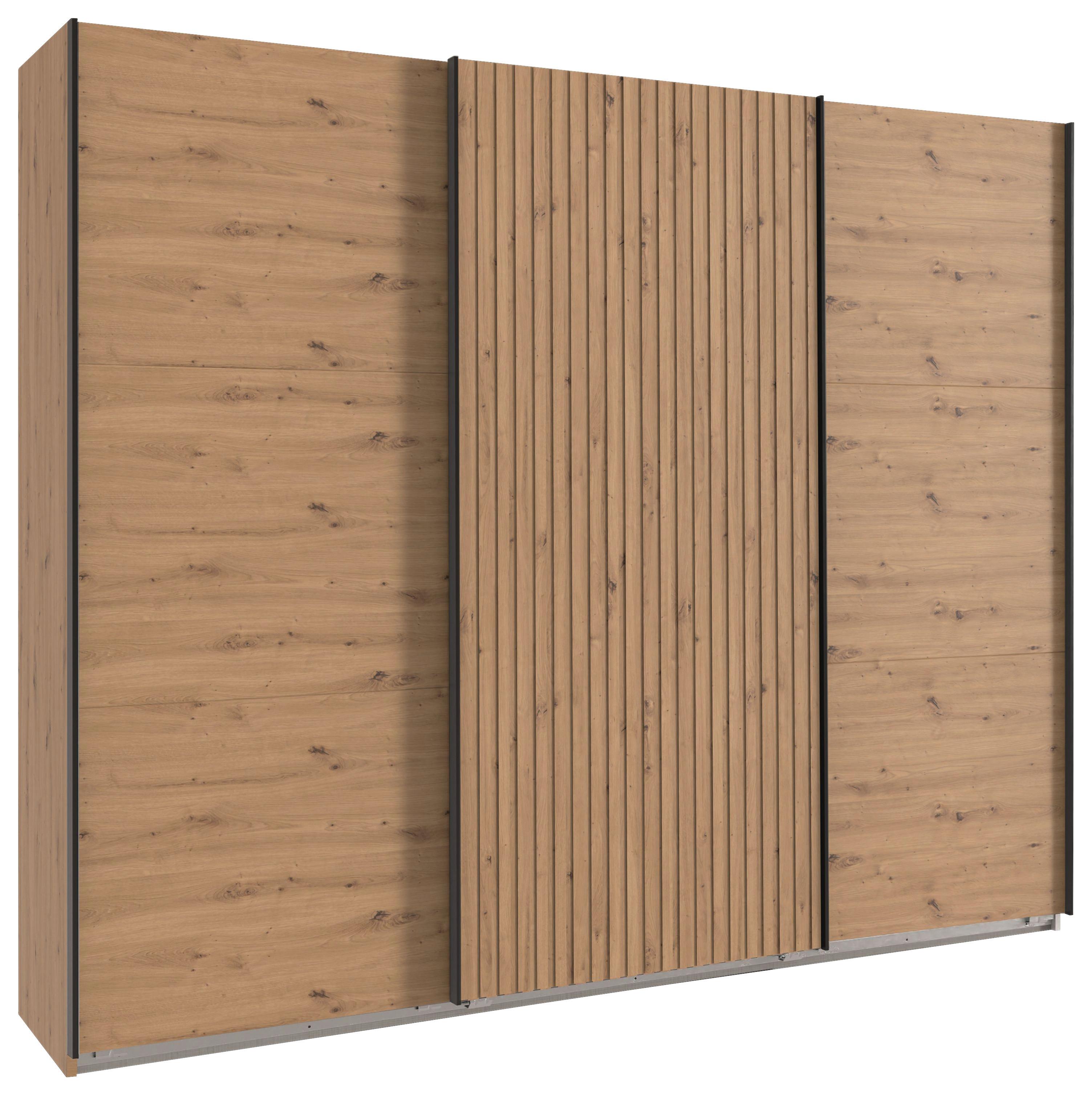 Ormar S Kliznim Vratima Andorra - hrast Artisan/crna, Moderno, drvni materijal/metal (300/216/65cm) - Modern Living