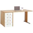 Schreibtisch Weiß/Eichefarben - Edelstahlfarben/Eichefarben, MODERN, Glas/Holzwerkstoff (160/73/80cm) Schreibtisch Weiß/Eichefarben - Edelstahlfarben/Eichefarben, MODERN, Glas/Holzwerkstoff (160/73/80cm)