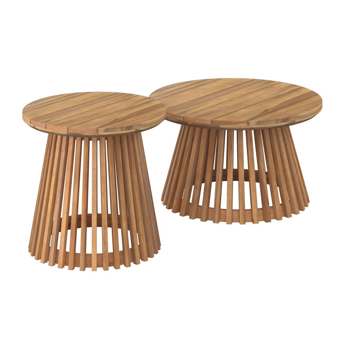 Loungegarnitur Mara Holz Outdoorstoff/Metall +Abdeckung - Creme/Teakfarben, MODERN, Holz/Textil (190/62,5/70cm) - Bessagi Garden