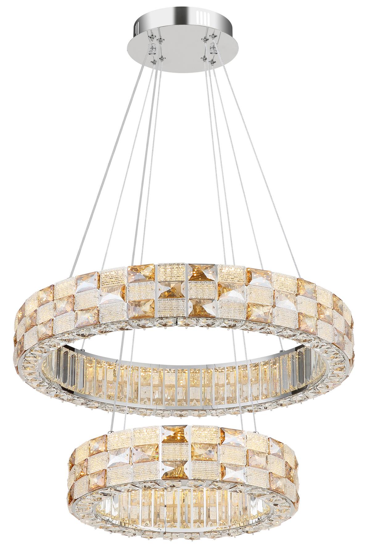 Led Viseća Svjetiljka Lidia - prozirno/boje kroma, Design, staklo/metal (61/120cm) - Globo