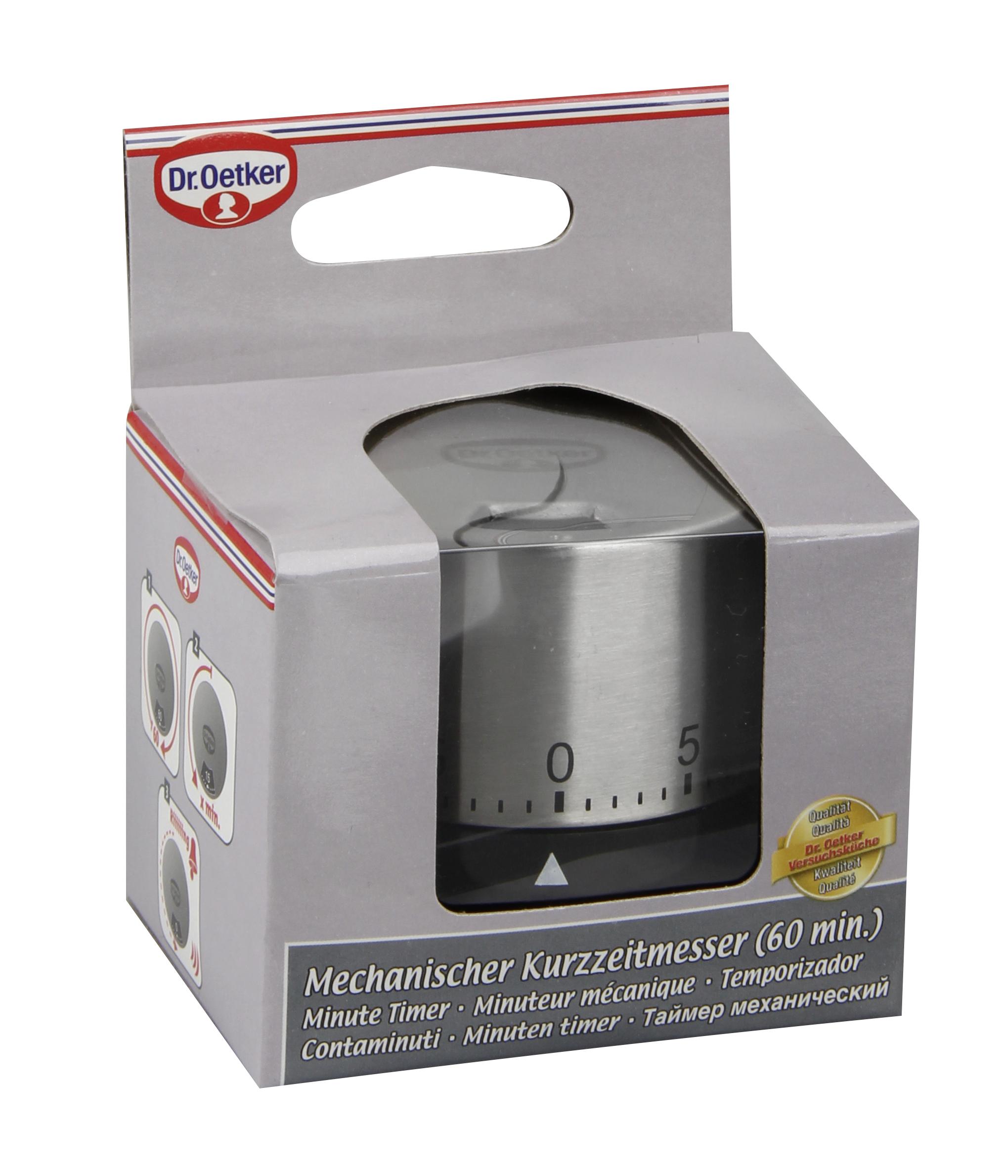 Kurzzeitwecker in Schwarz/Silberfarben - Silberfarben/Schwarz, Basics, Kunststoff/Metall (6,5/6cm) - Dr.Oetker