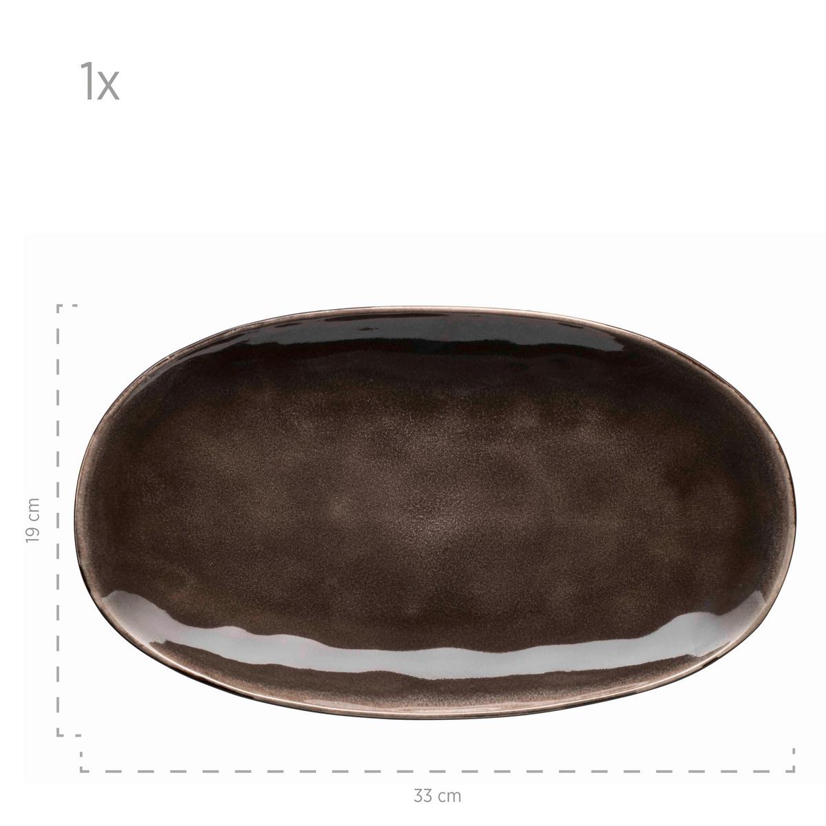 Servierplatten-set Niara Organic - Schwarz/Braun, Basics, Keramik - Mäser