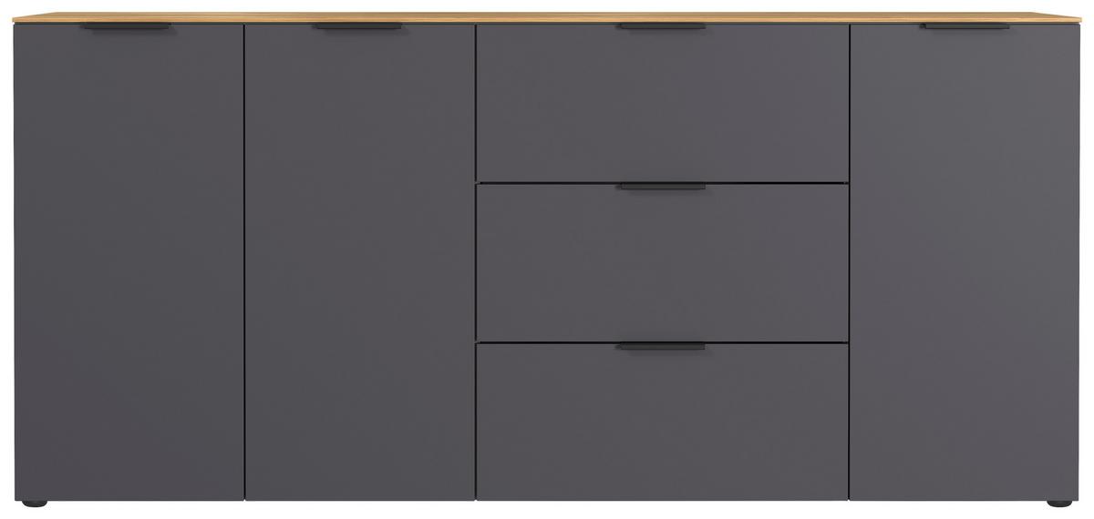 Sideboard California in Eichefarben/Graphitfarben - Eichefarben/Graphitfarben, Modern, Holzwerkstoff/Metall (192/98/40cm) - Premium Living