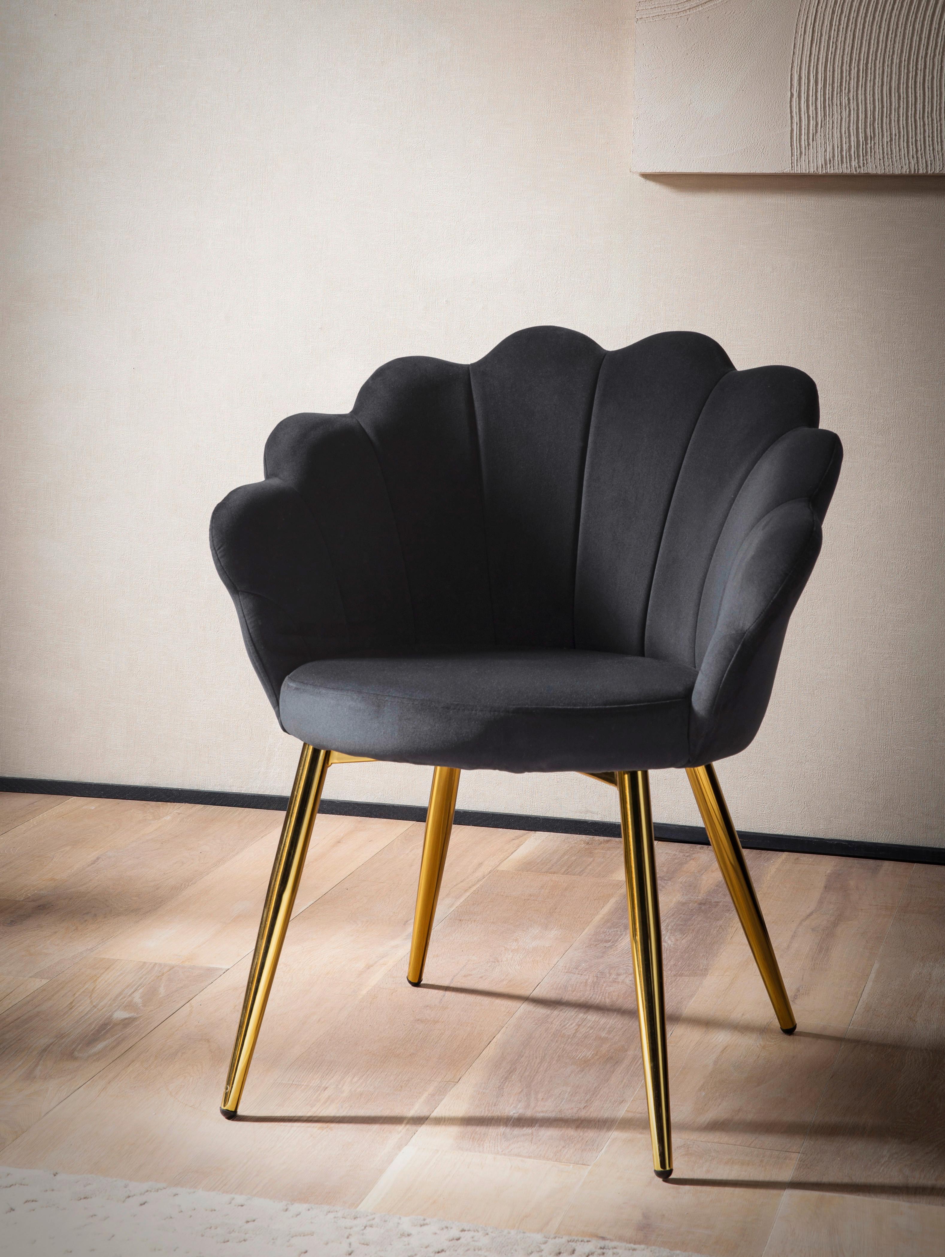 CHAISE WL6.946 - Goldfarben/Schwarz, Design, Textil/Metall (47,5/80/53cm) - MID.YOU