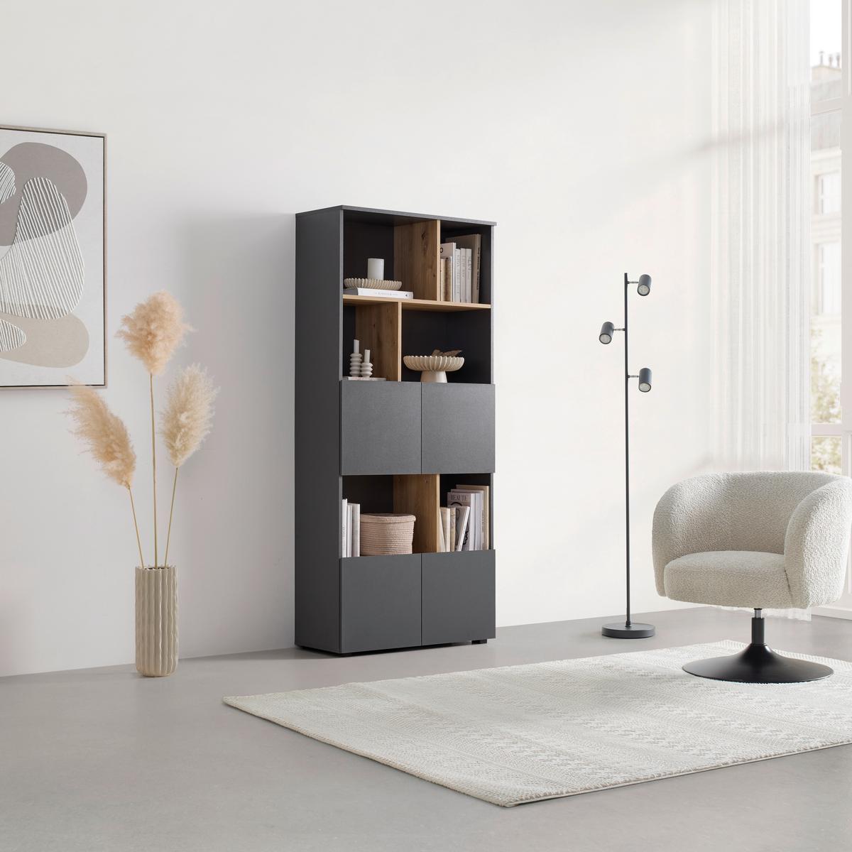 Regal Savanna Anthrazit - Anthrazit/Schwarz, Modern, Holzwerkstoff/Kunststoff (80/180/35cm) - Mömax