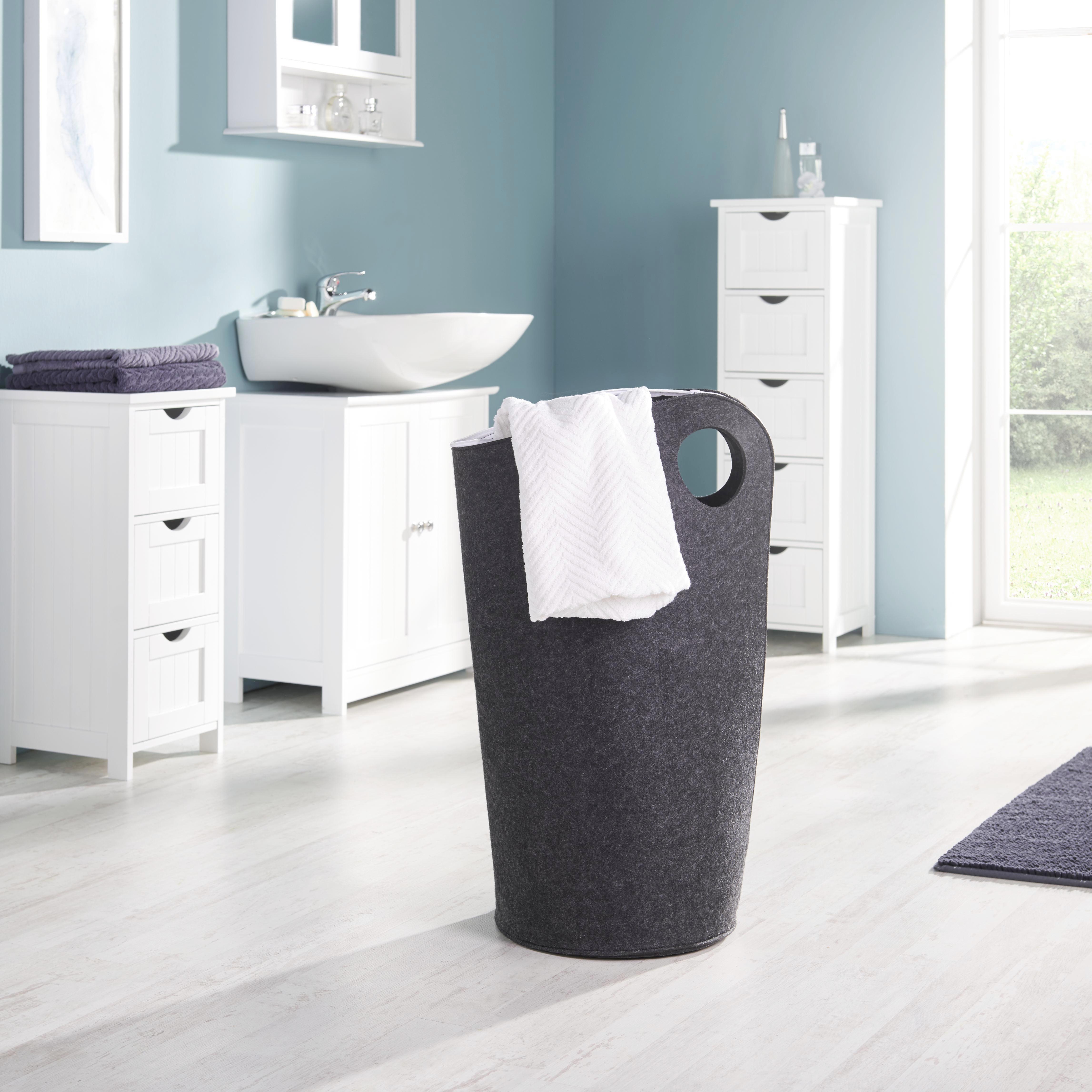 Wäschekorb Amira H ca. 68 cm - Dunkelgrau, MODERN, Textil (45/31/68cm) - Bessagi Home