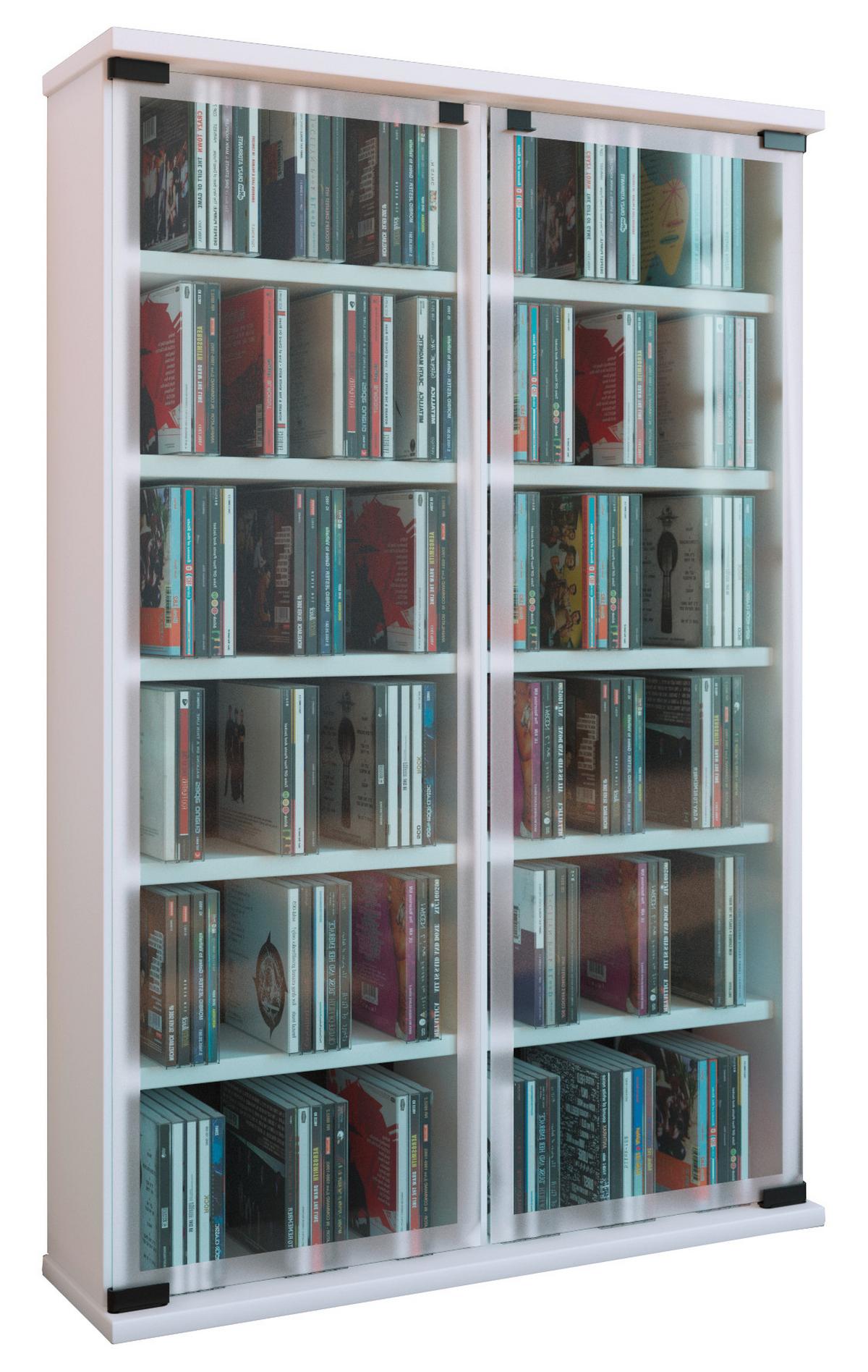 CD-Regal Galerie ca. 60x92 cm Weiß - Weiß, KONVENTIONELL, Glas/Holzwerkstoff (60/92/18cm) - MID.YOU