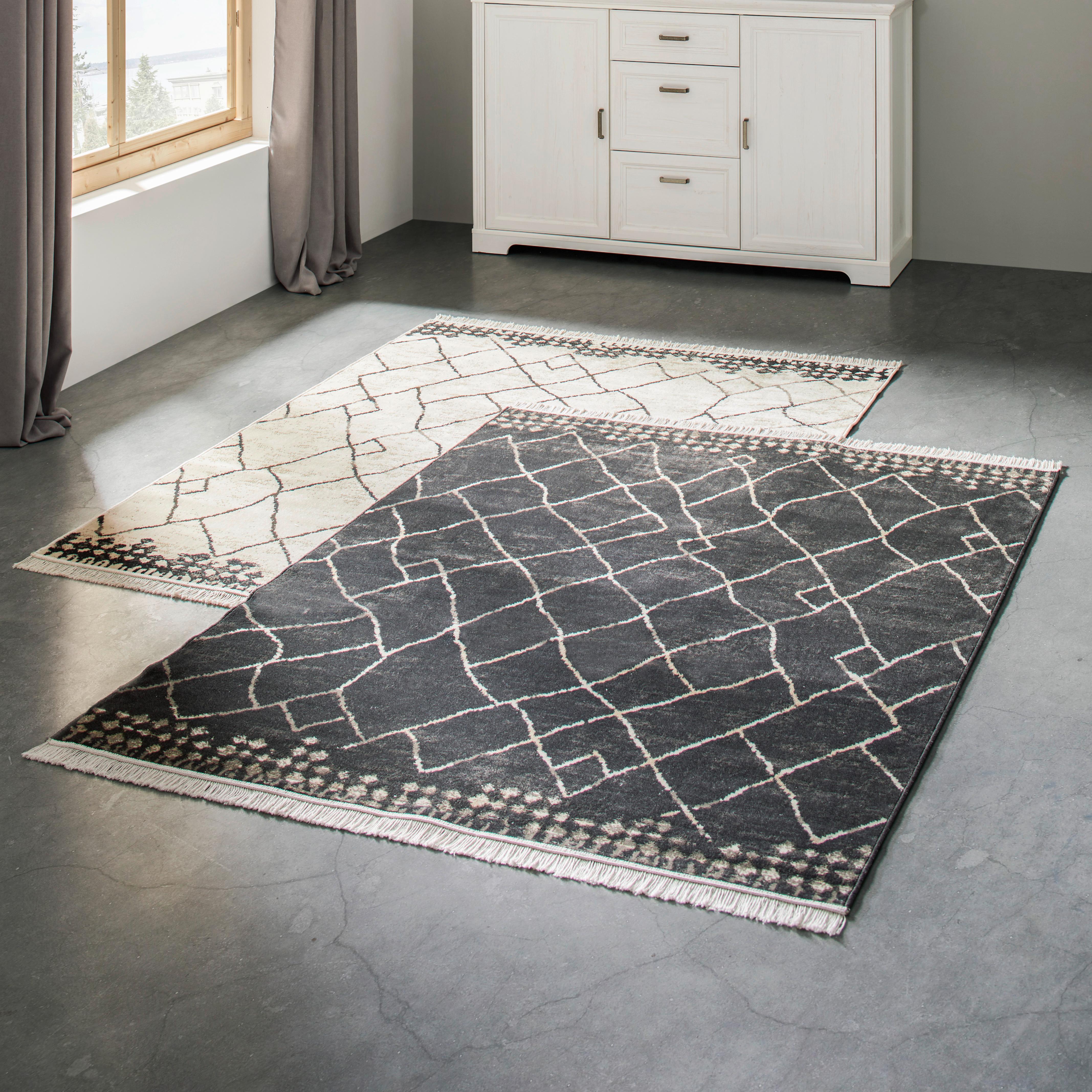 Tepih Niskog Tkanja Berclon 1 - antracit/krem, Modern, tekstil (80/150cm) - Modern Living