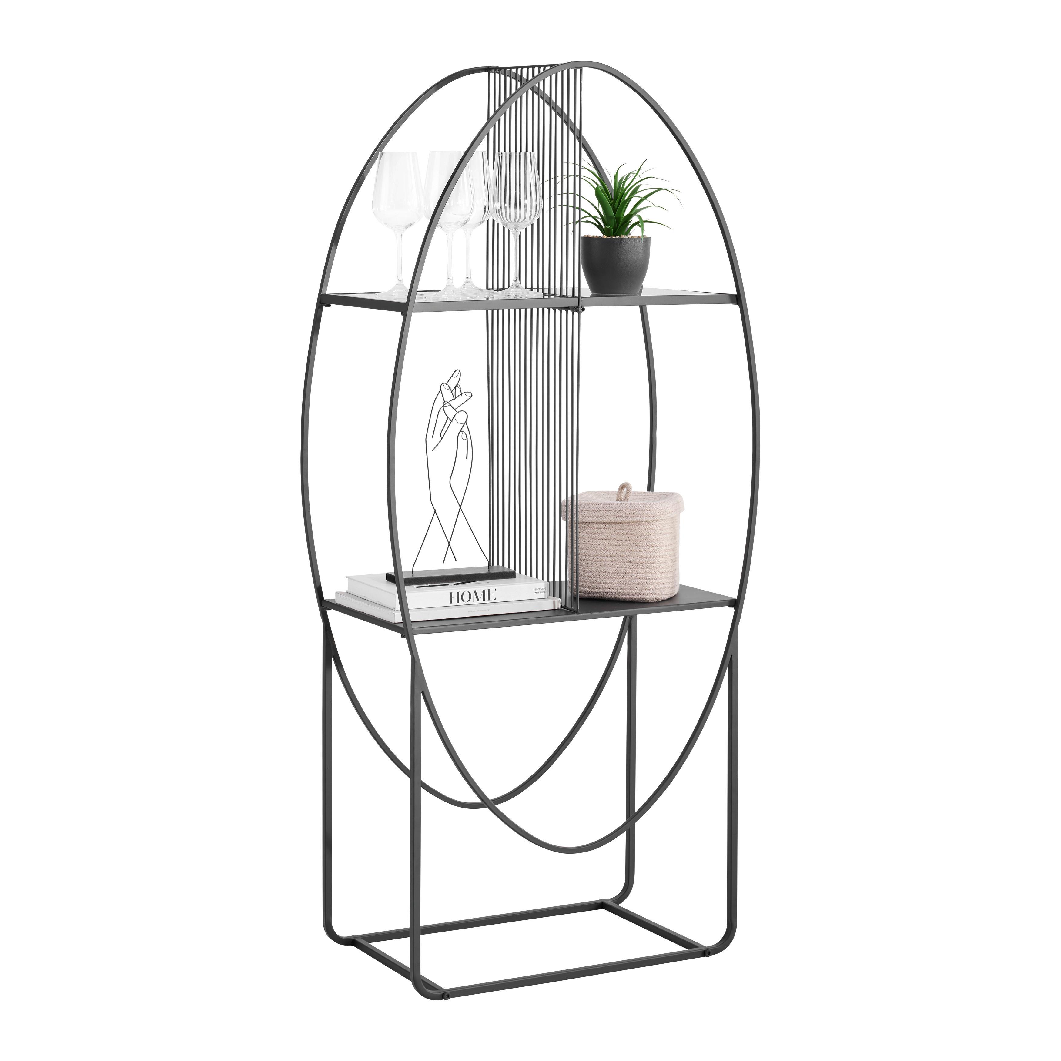 Regal Chase Schwarz - Schwarz, MODERN, Glas/Metall (65/140/32cm) - Premium Living