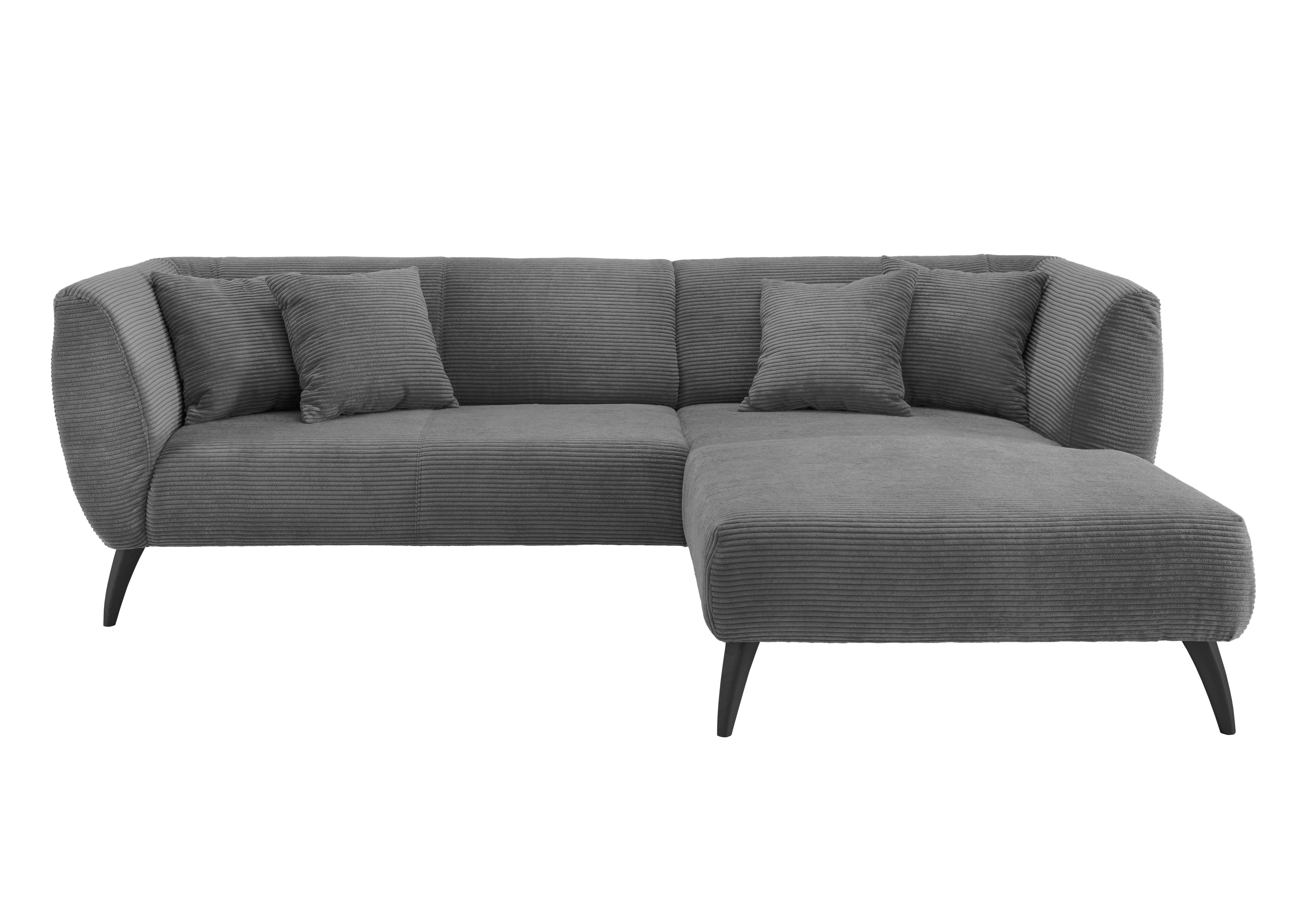 Wohnlandschaft Colori Grau Cord - Schwarz/Grau, MODERN, Holz/Textil (264/160cm) - MID.YOU