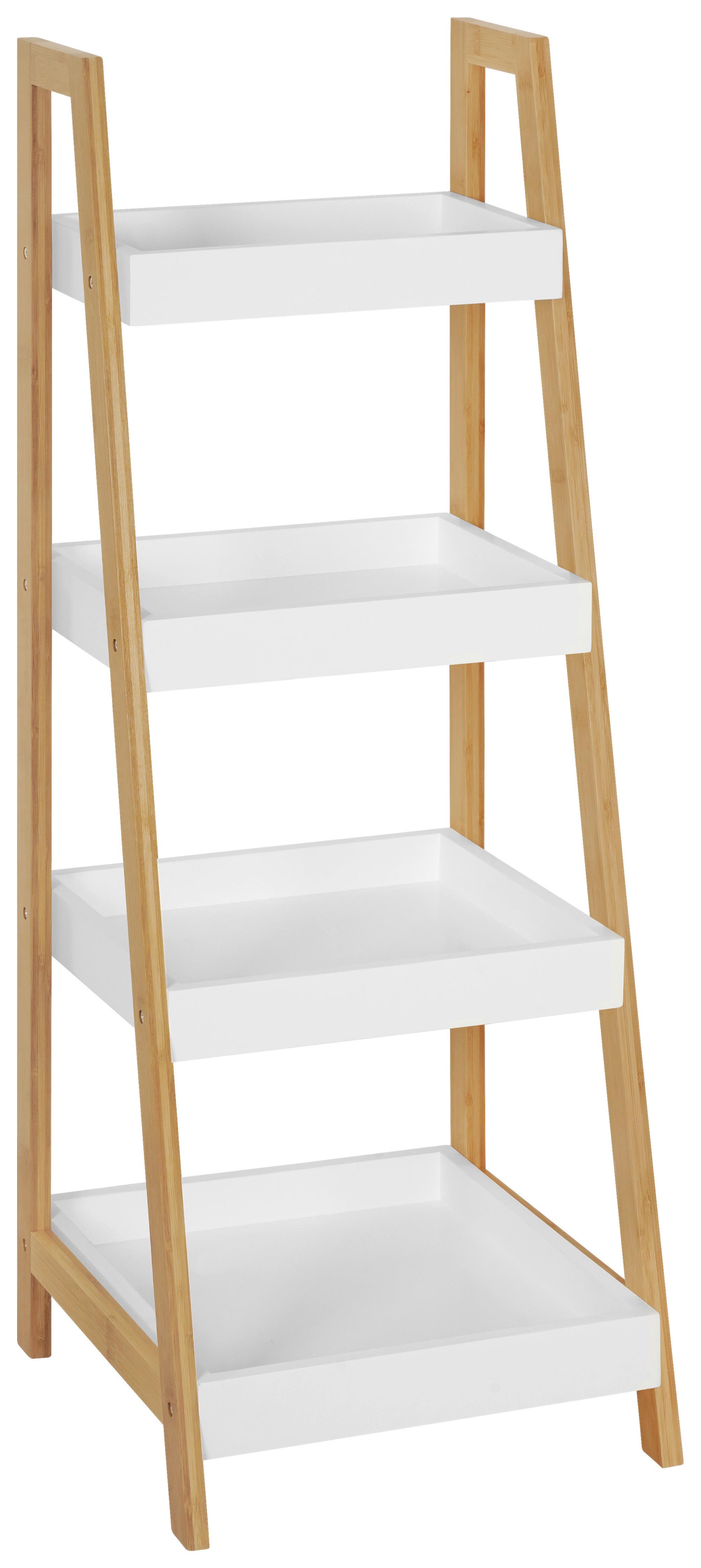 Etajeră LIANE 4 - alb/culoare natur, Modern, materiale naturale/material pe bază de lemn (34/98/35cm) - Modern Living