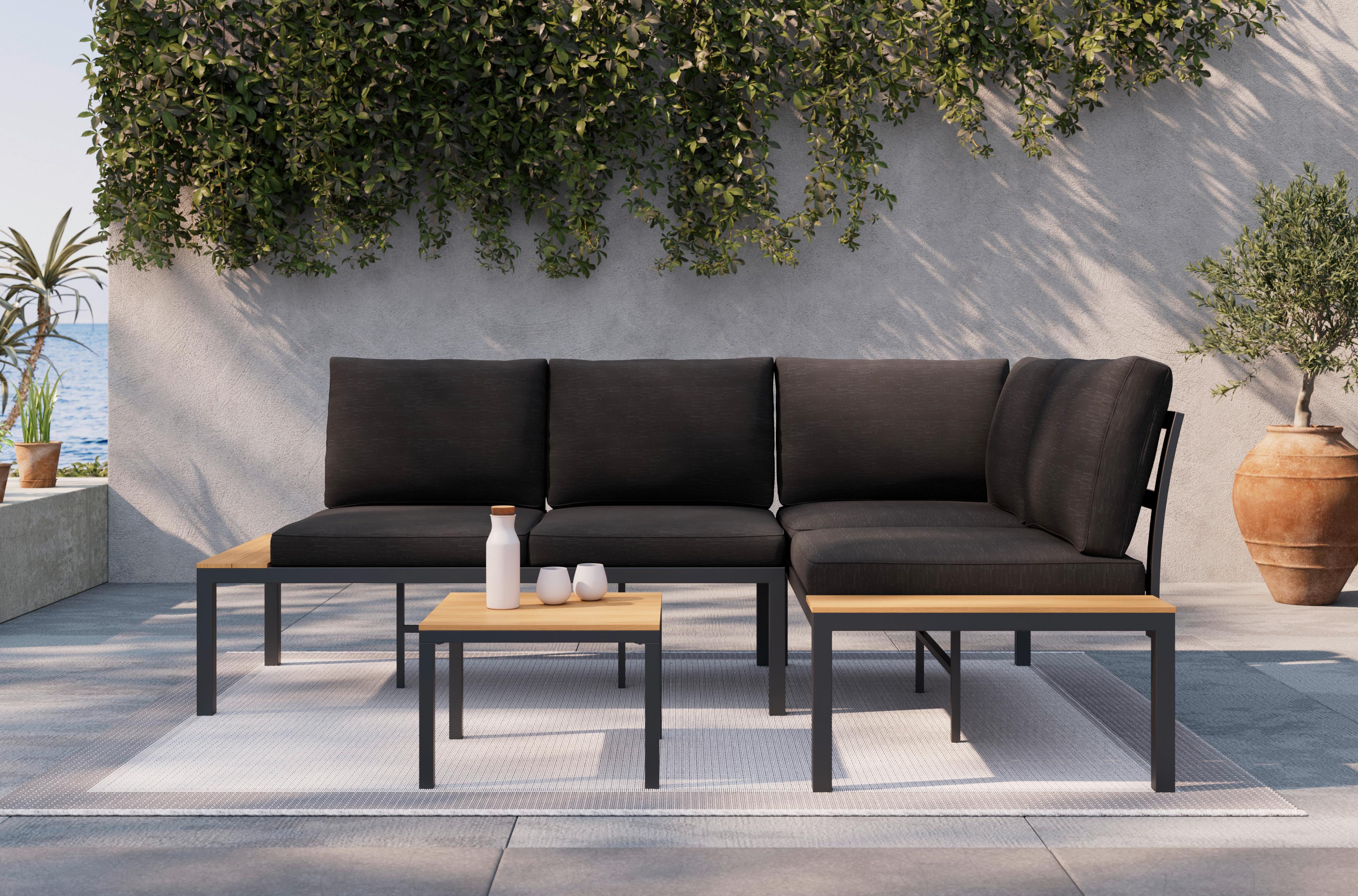 KOMPLET MEBLI TARASOWYCH ARIANNA - czarny, Modern, tworzywo sztuczne/metal (146/76/75cm) - Bessagi Garden