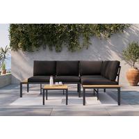 KOMPLET MEBLI TARASOWYCH ARIANNA - czarny, Modern, tworzywo sztuczne/metal (146/76/75cm) - Bessagi Garden