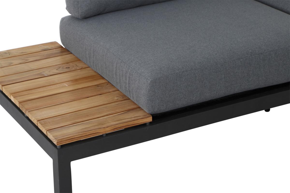 Modul-Loungegarnitur 4-tlg. Grau Teakholz - Anthrazit/Grau, KONVENTIONELL, Holz/Textil (252/84/252cm) - Siena Garden