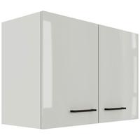 Küchenoberschrank in Lichtgrau glänzend - Schwarz/Grau, MODERN, Holzwerkstoff/Metall (80/54/32cm) - FlexWell