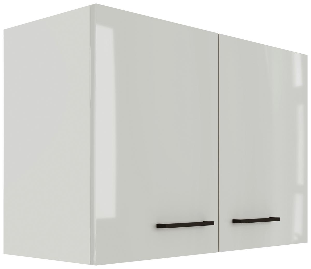 Küchenoberschrank in Lichtgrau glänzend - Schwarz/Grau, MODERN, Holzwerkstoff/Metall (80/54/32cm) - FlexWell