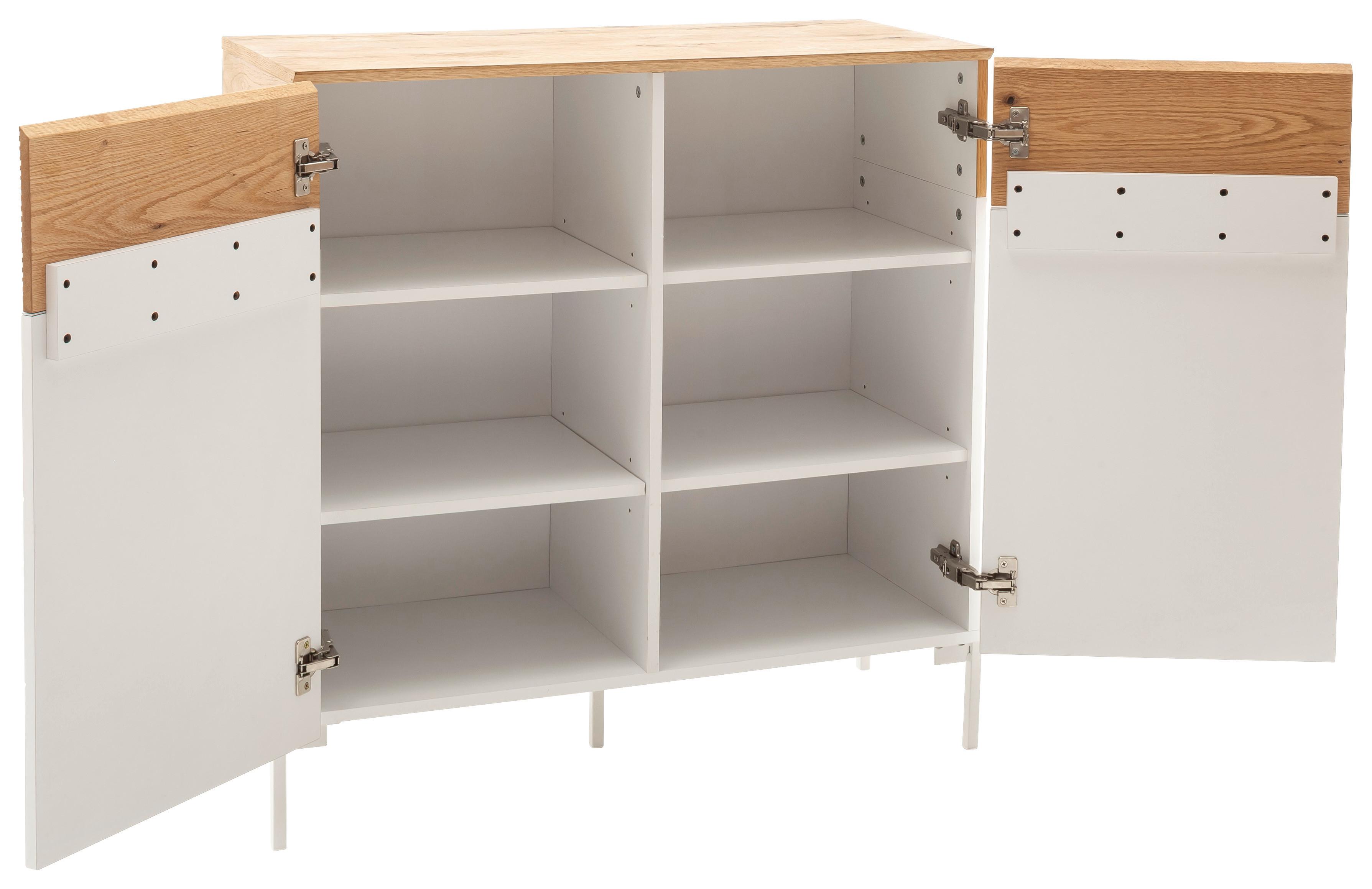 Komoda Dubai -Exklusiv- - barve hrasta/bela, Moderno, kovina/leseni material (93/92/40cm) - Premium Living
