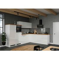 Eckküche Monza mit Geräten ca. 300x240 cm Weiß/Eiche - Weiß Hochglanz/Eiche Wotan, LIFESTYLE, Holzwerkstoff (300/240cm) - Held