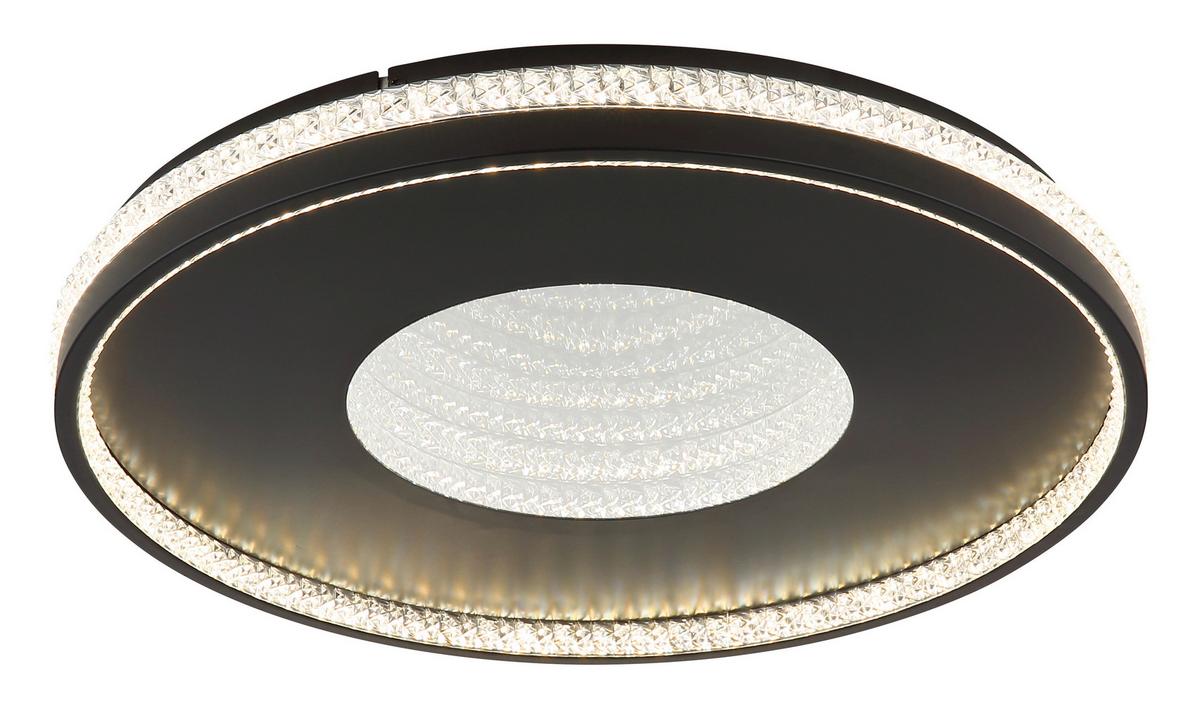 LED-DECKENLEUCHTE 48463-40 WALTRAUD - Klar/Schwarz, Trend, Kunststoff/Metall (50/6,5cm) - Globo