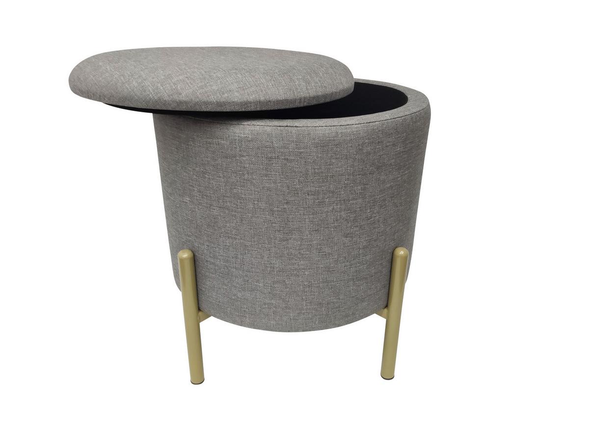 Hocker Logan Grau Samt mit Stauraum - Goldfarben/Grau, Design, Textil/Metall (36/40/36cm) - Echtwerk