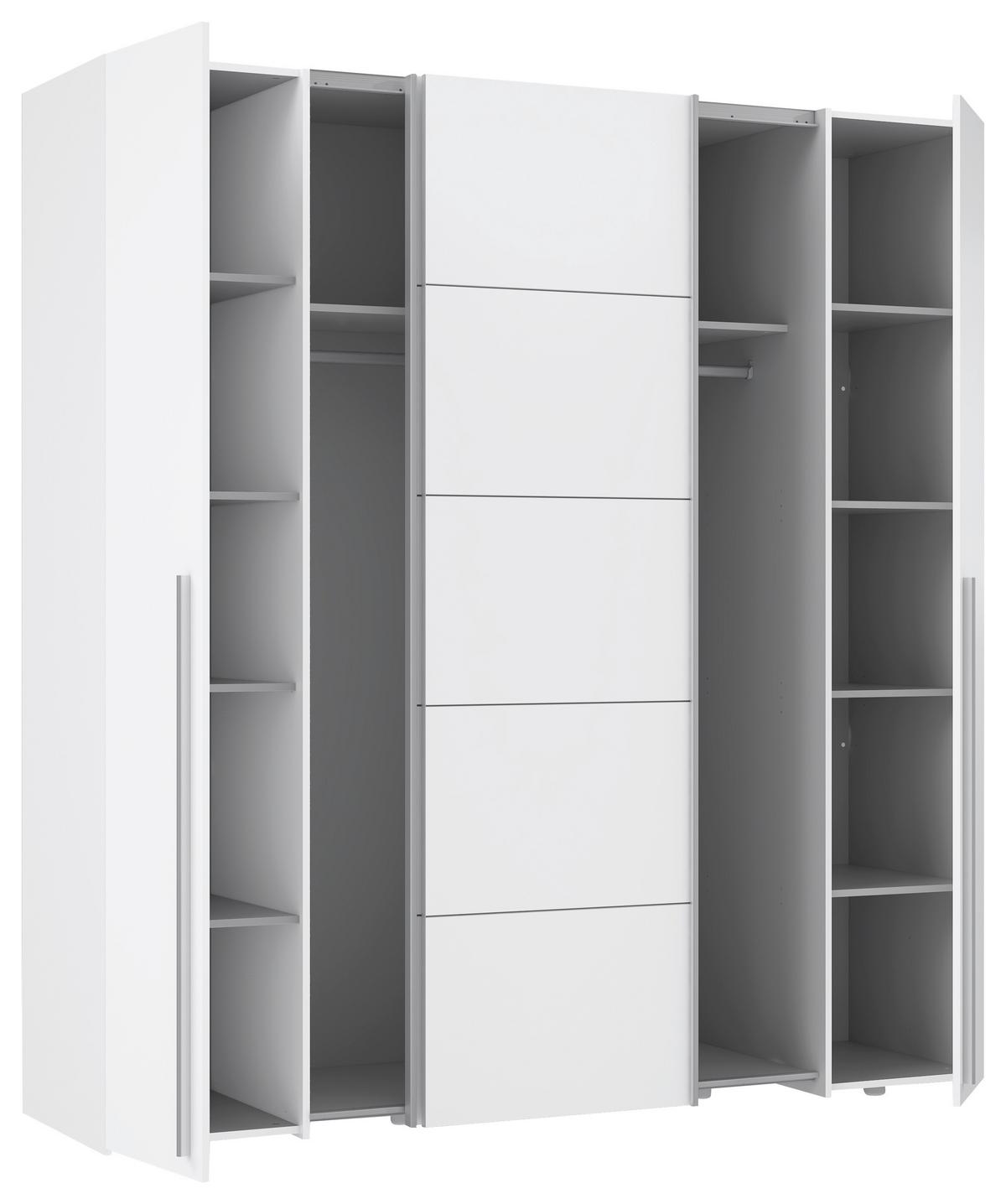 SZAFA NA UBRANIA NARAGO - biały/kolor aluminiowy, Basics, materiał drewnopochodny/tworzywo sztuczne (200/210/61,2cm) - MID.YOU