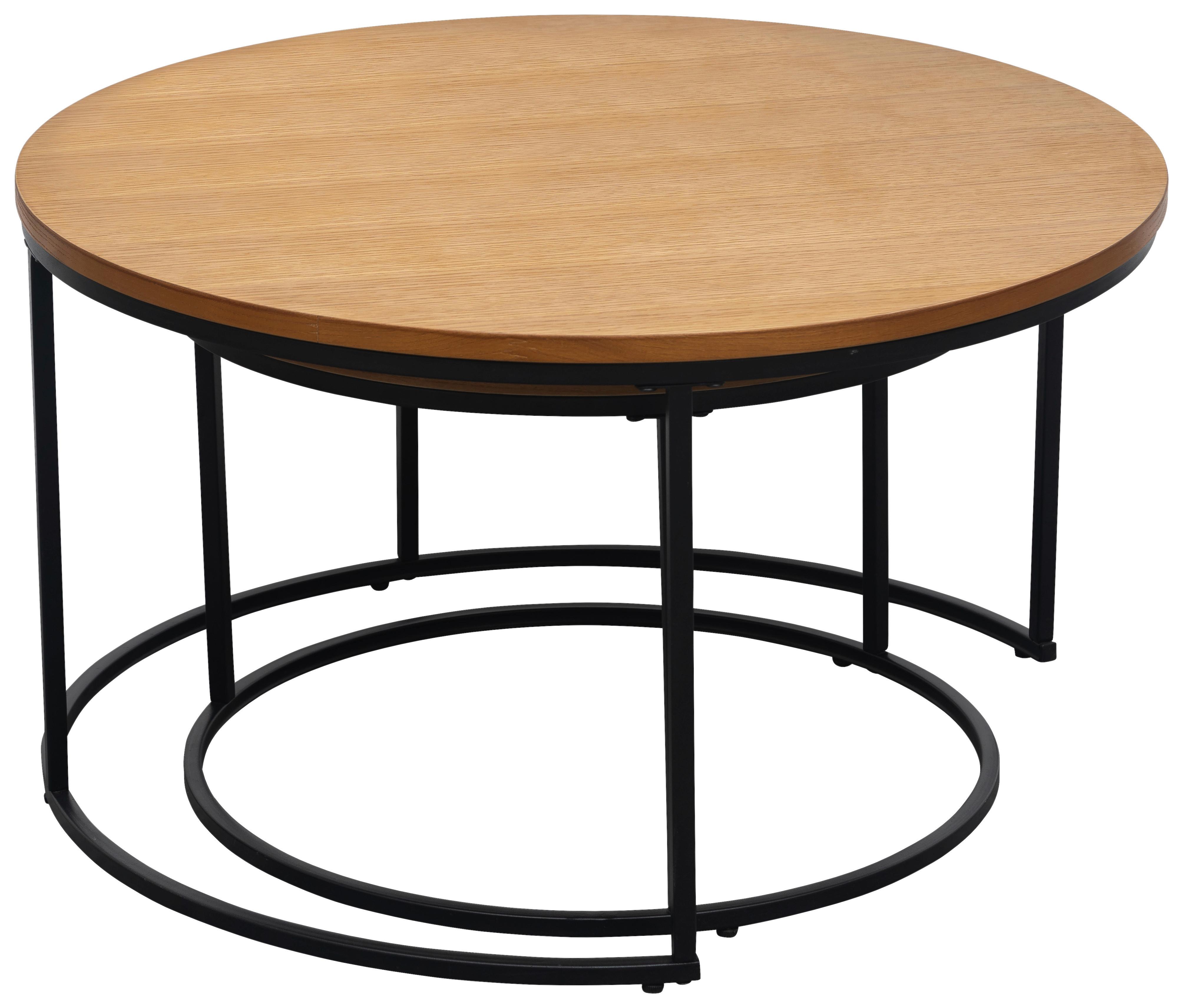 STOLIKI WSUWANE POD SIEBIE SATZTISCH - kolor dębowy/czarny, Modern, materiał drewnopochodny/metal (80/60/45/45/80/60cm) - MID.YOU