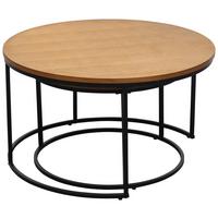 STOLIKI WSUWANE POD SIEBIE SATZTISCH - kolor dębowy/czarny, Modern, materiał drewnopochodny/metal (80/60/45/45/80/60cm) - MID.YOU