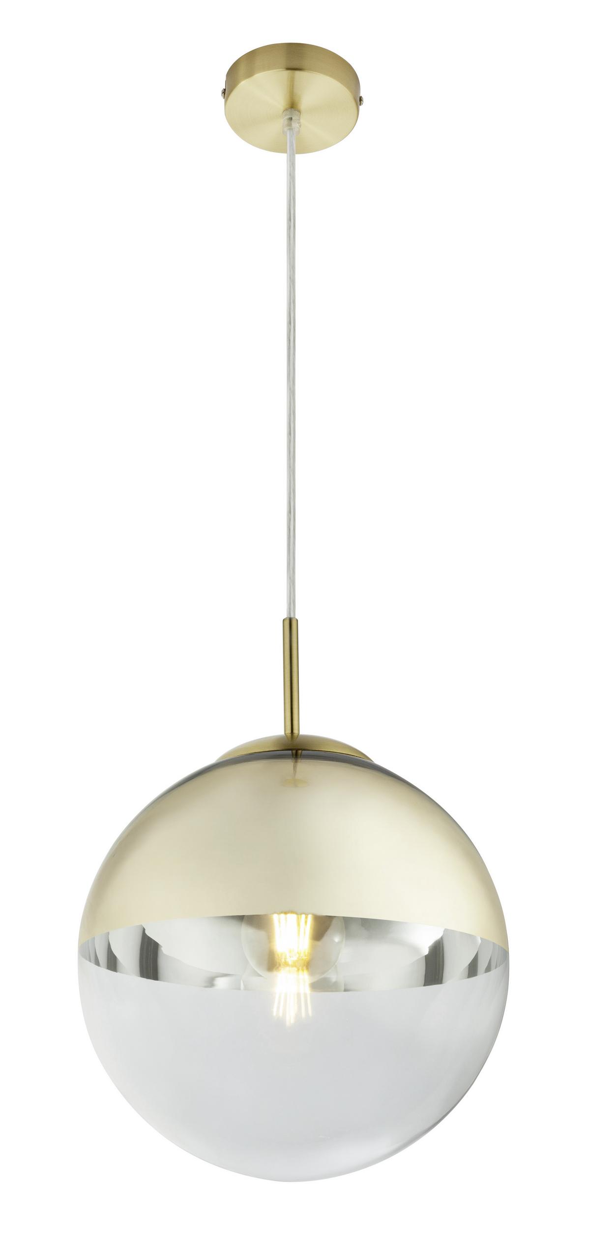 Hängeleuchte Varus in Goldfarben max. 40 Watt - Transparent/Goldfarben, Design, Glas/Metall (25/120cm) - Globo