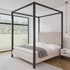 Oblazinjena Postelja Mona - svetlo rjava/črna, Moderno, kovina/tekstil (180/200cm) - Bessagi Home