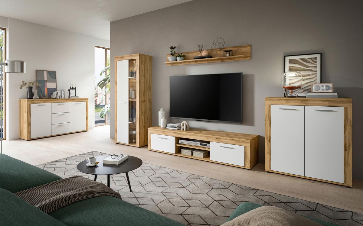 Comodă cu uși JAM - stejar Wotan, Design, material pe bază de lemn (125/80/35cm) - Modern Living