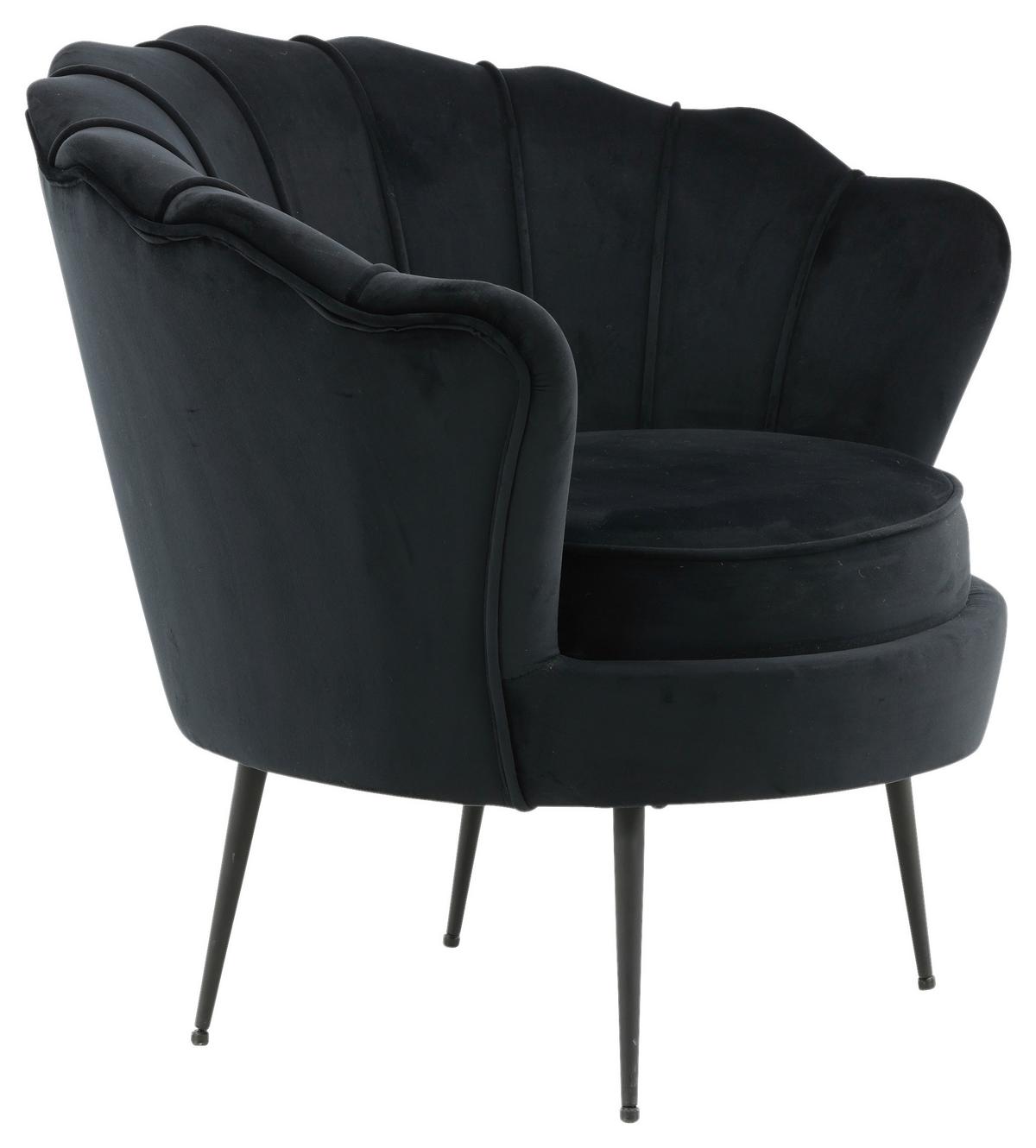 Sessel Calais ca. 83x76 cm Schwarz Samt - Schwarz, Design, Textil/Metall (83/76/77cm) - Livetastic