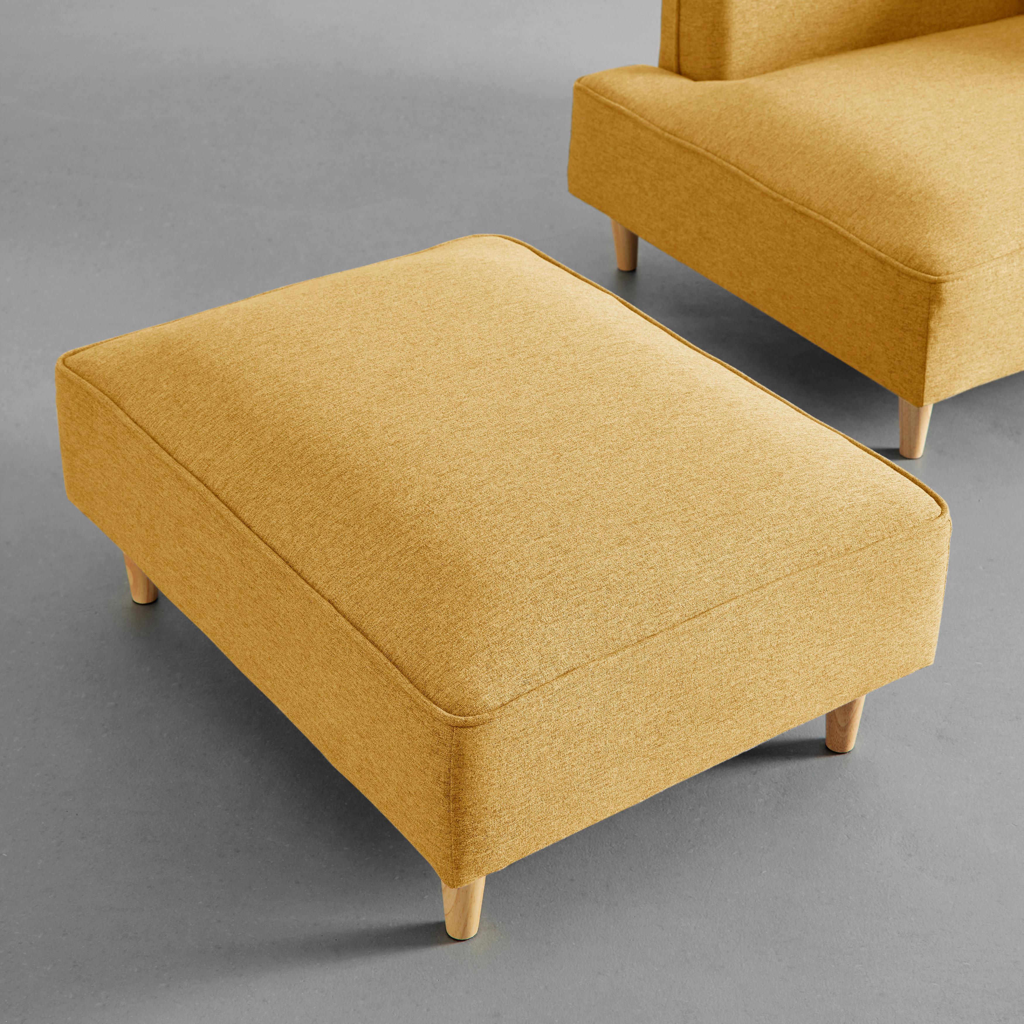 Modulares Sofa "Fanny" mit Hocker, gelb - Gelb/Naturfarben, MODERN, Holz/Textil (154/55/73cm) - Bessagi Home