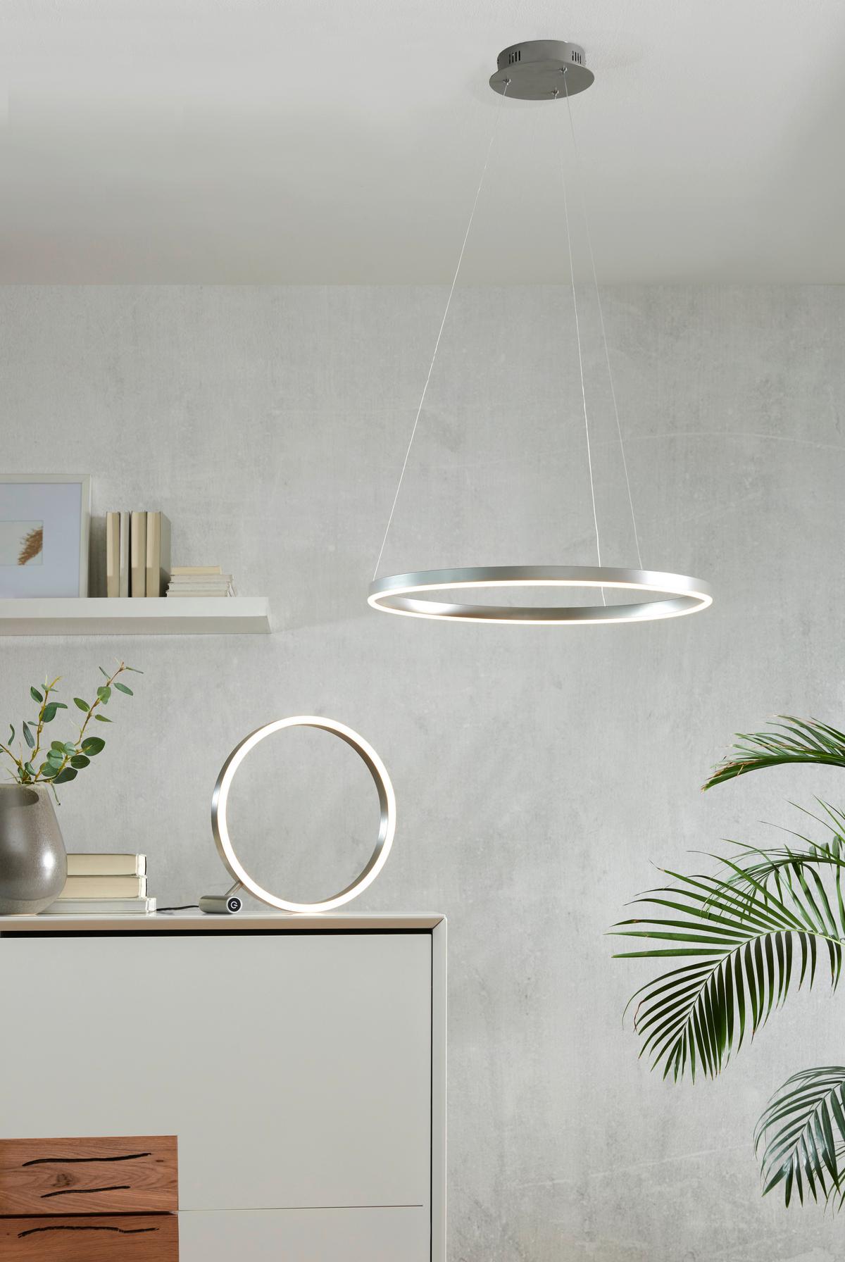 LAMPA WISZĄCA LED 15394-95 RITUS - kolor aluminiowy, Design, tworzywo sztuczne/metal (58,5/58,5/120cm)